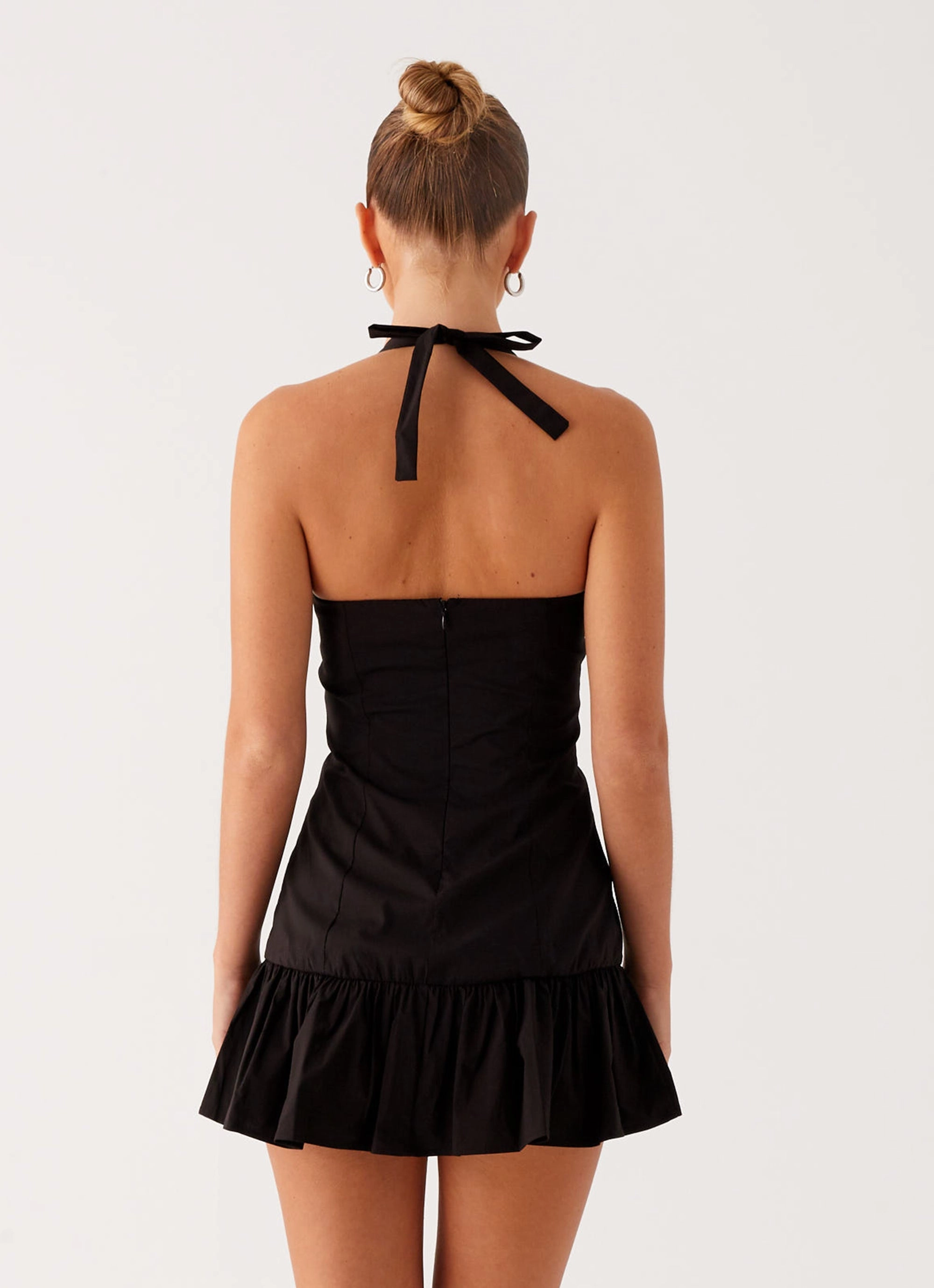 Fold Over Detail Structured silhouette Cheryl Bustier Mini Dress - Black