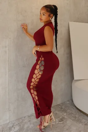 Form Fit Bailey Side Lace Up Maxi Dress