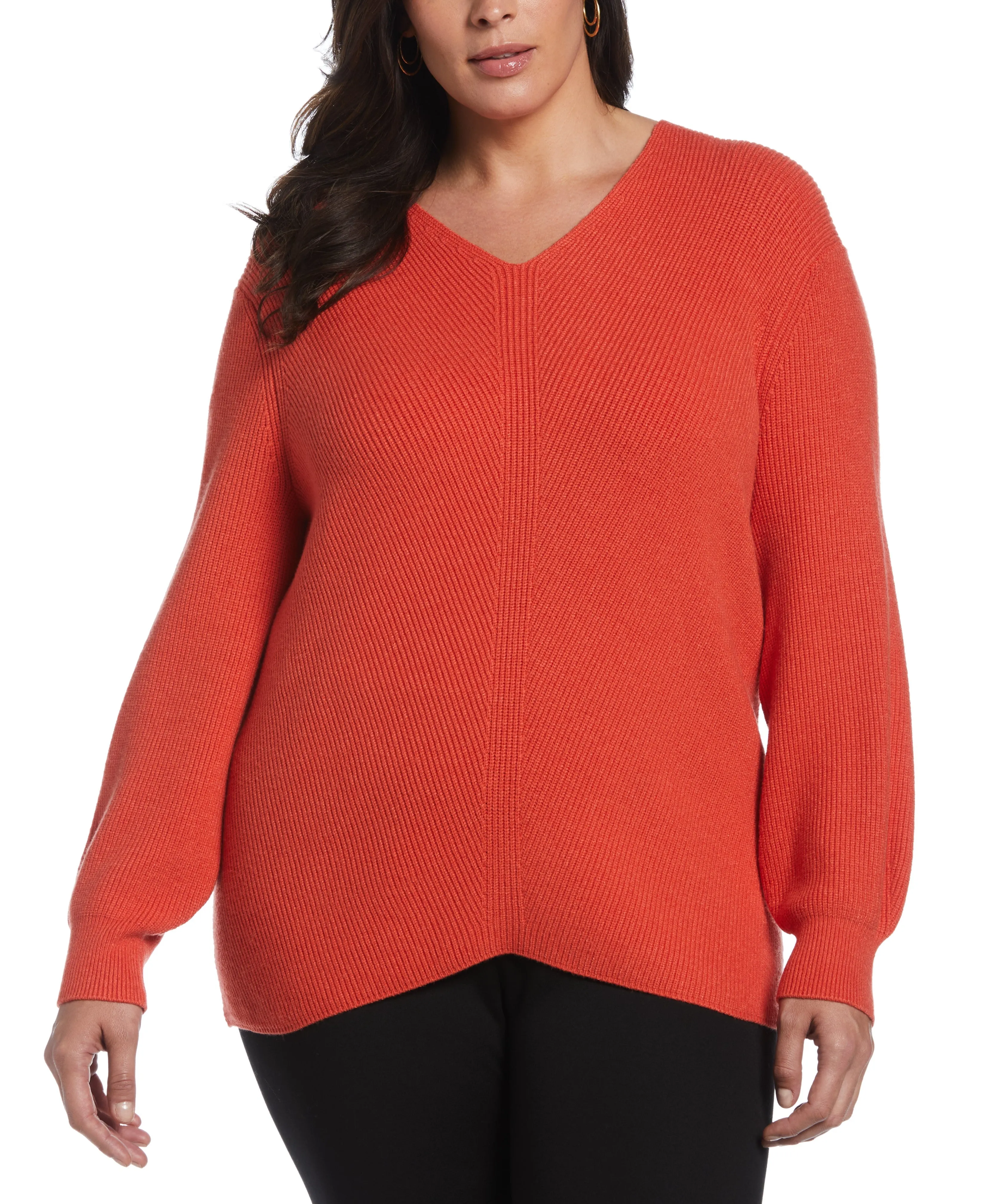 Plus Size Essential Ribbed V-Neck Sweater Simple Cozy