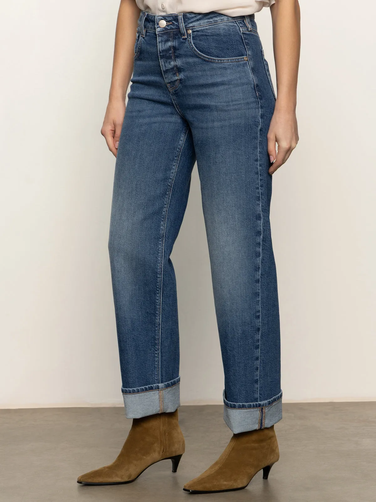 Soleil 90's Straight Jean Indigo Medium Everyday Comfort Fit Timeless Utility