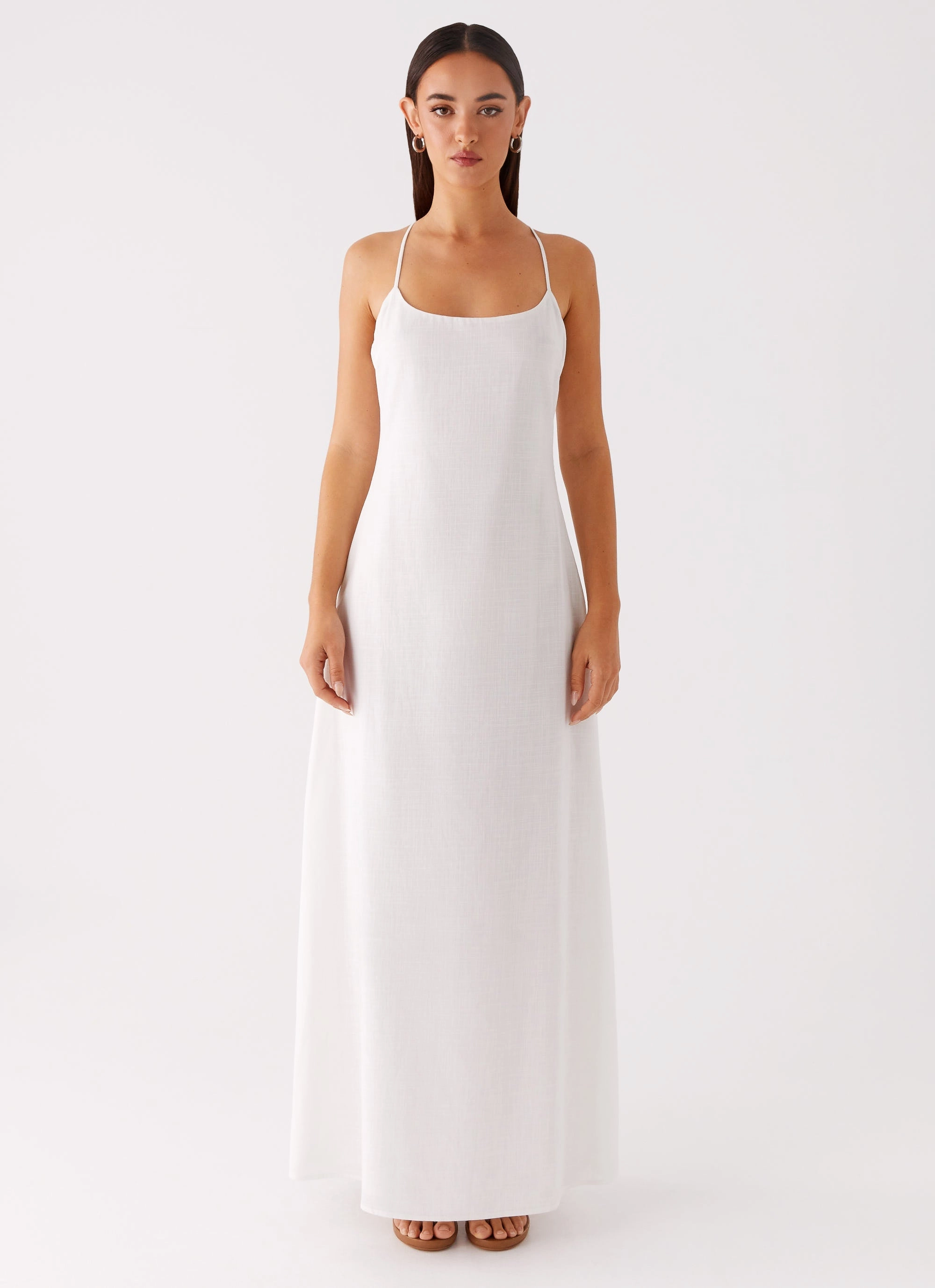 Madeleine Scoop Neck Maxi Dress - Off White Signature-Style