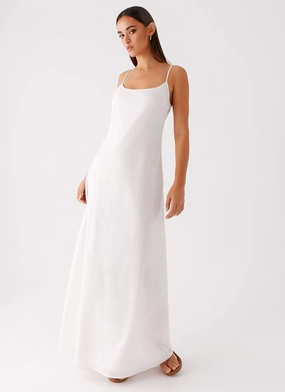 Madeleine Scoop Neck Maxi Dress - Off White Muted Tones Photo Light