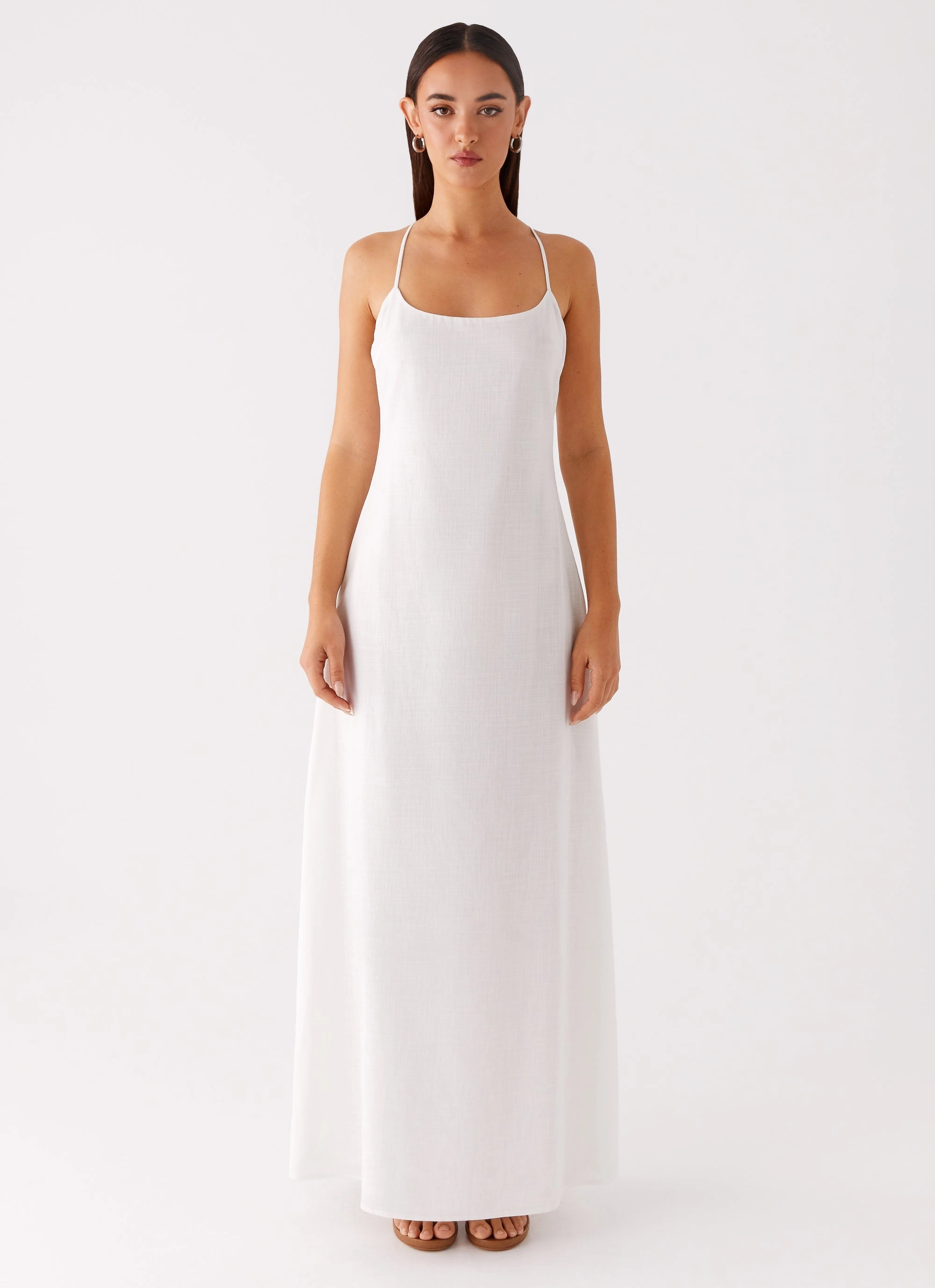 Madeleine Scoop Neck Maxi Dress - Off White Light Fabrication Fall Style