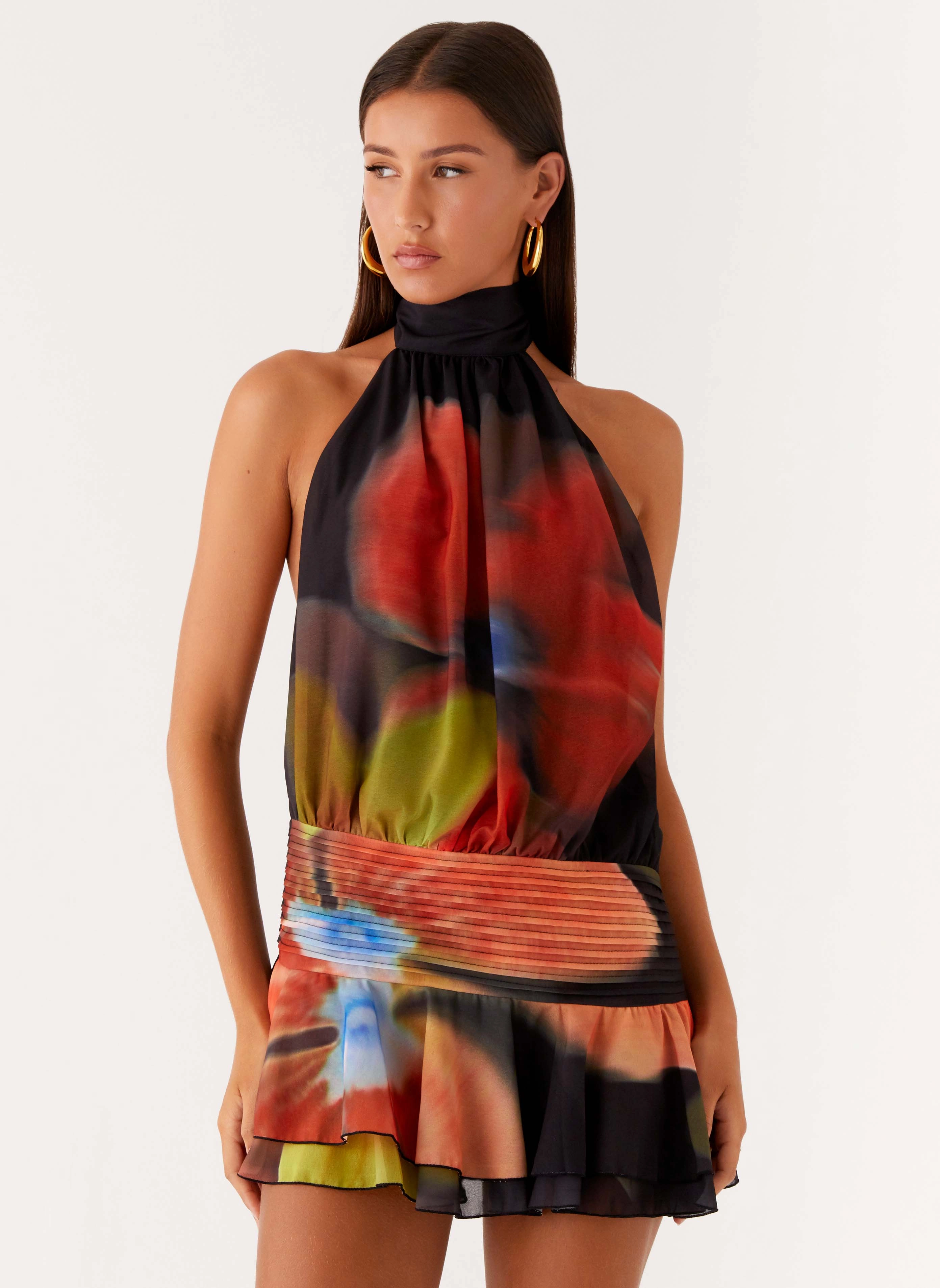 Media Feature Willow Chiffon Mini Dress - Moody Floral