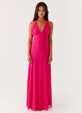 Kacia Maxi Dress - Fuchsia Work Flex LightweightMaterial