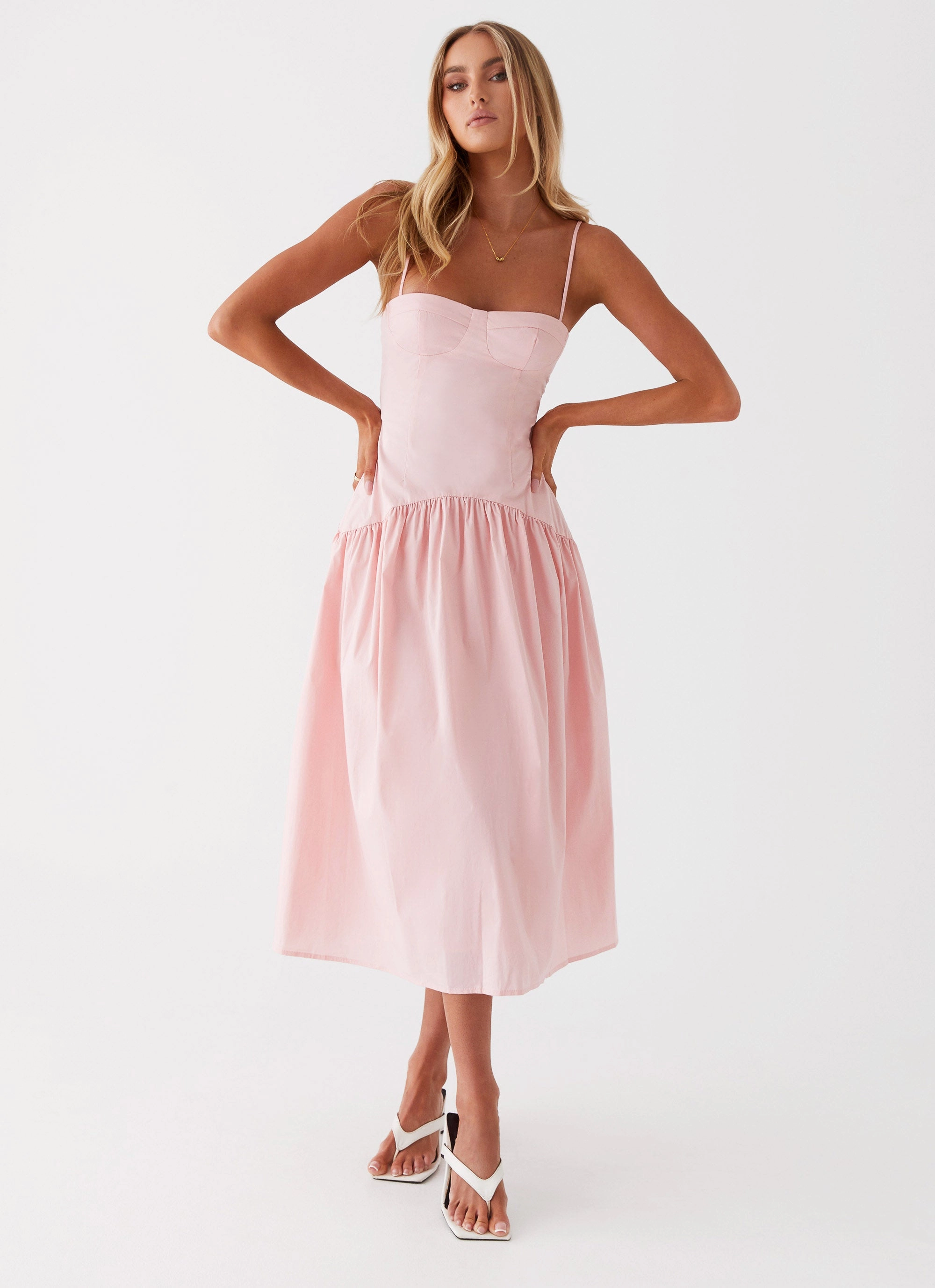 Calm Shine Yvette Corset Midi Dress - Pink