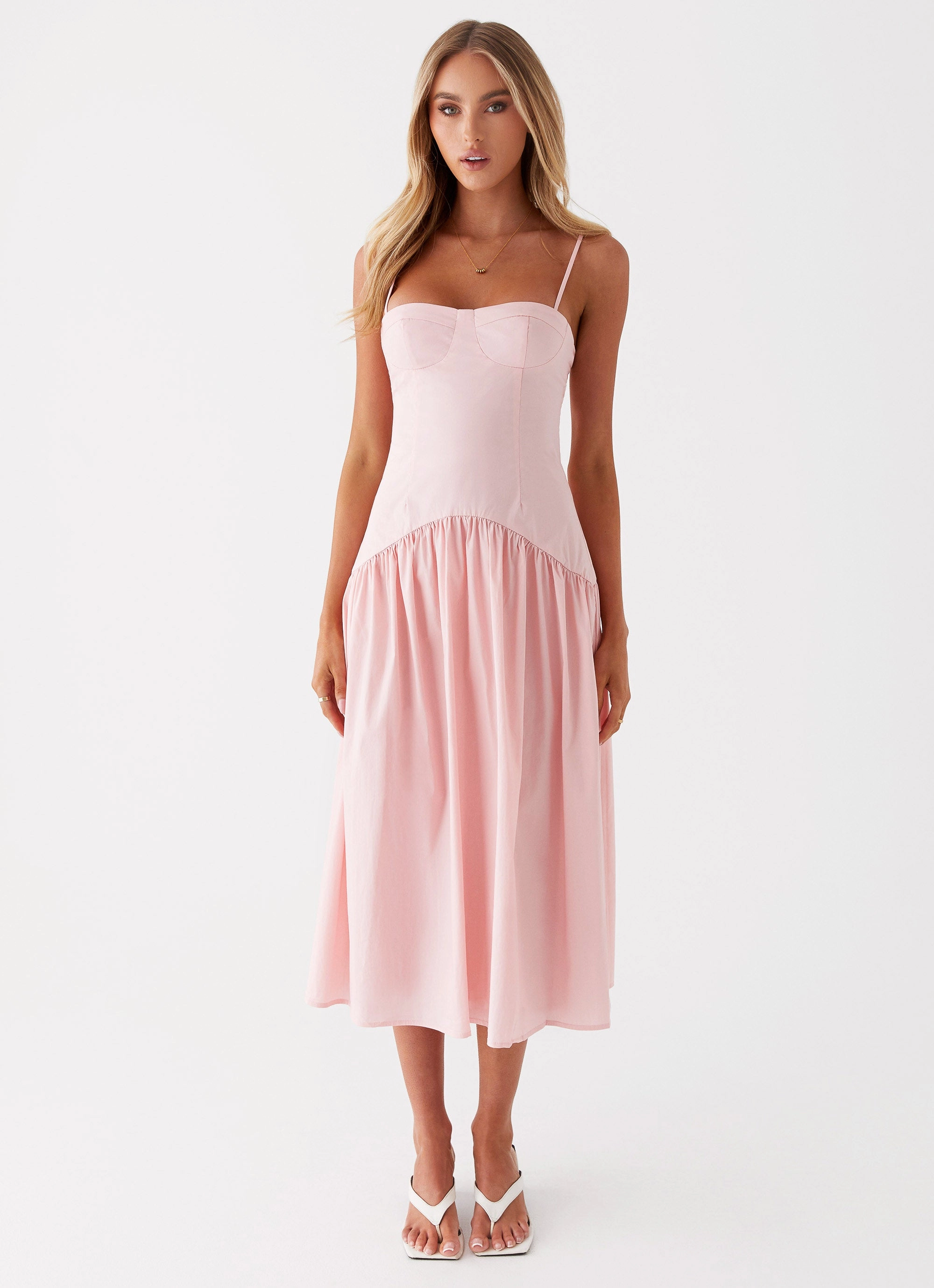 Yvette Corset Midi Dress - Pink Color Glow Breezy Fit