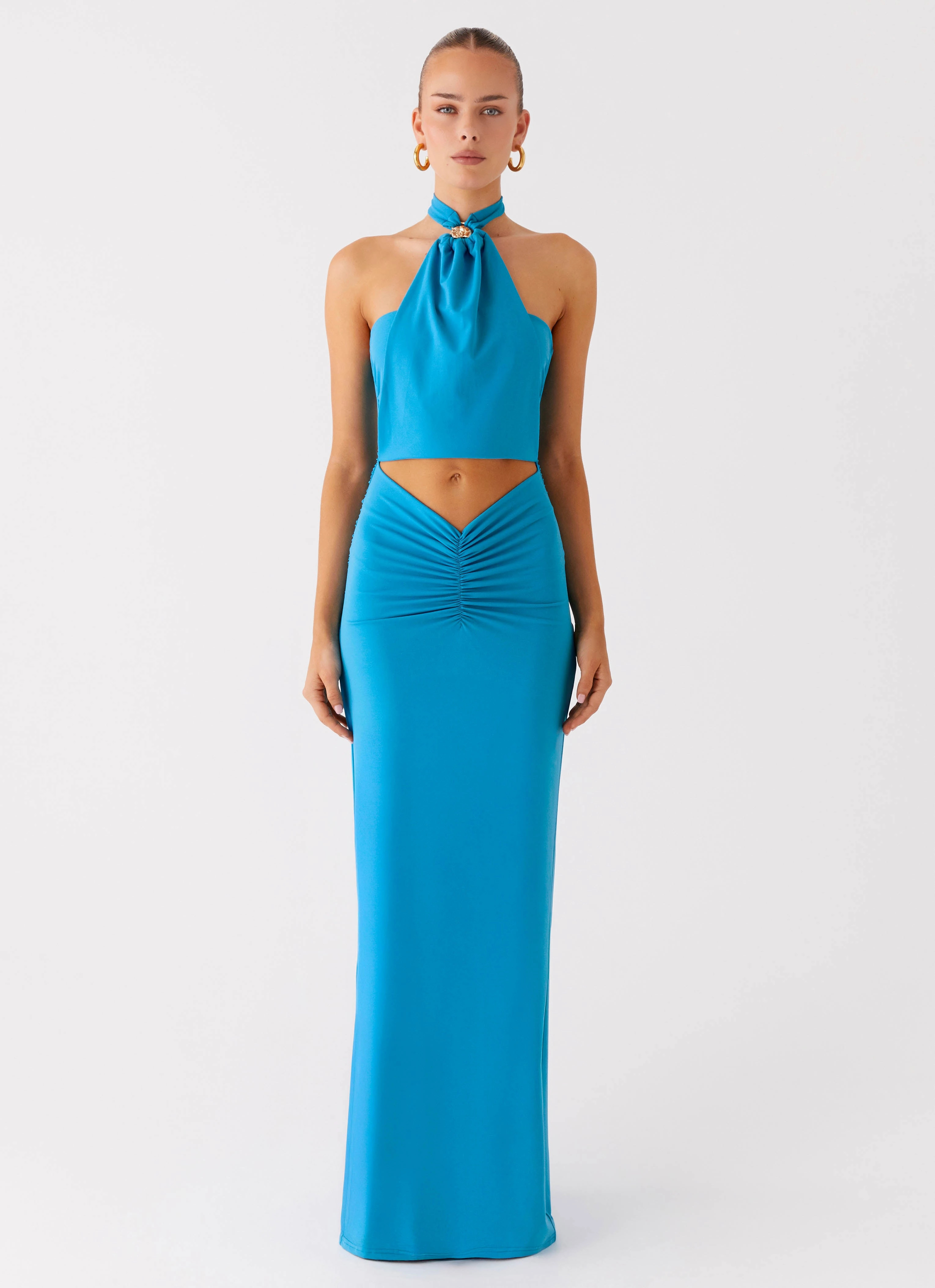 Chiquita Halter Maxi Dress - Turquoise Blue urban vibe