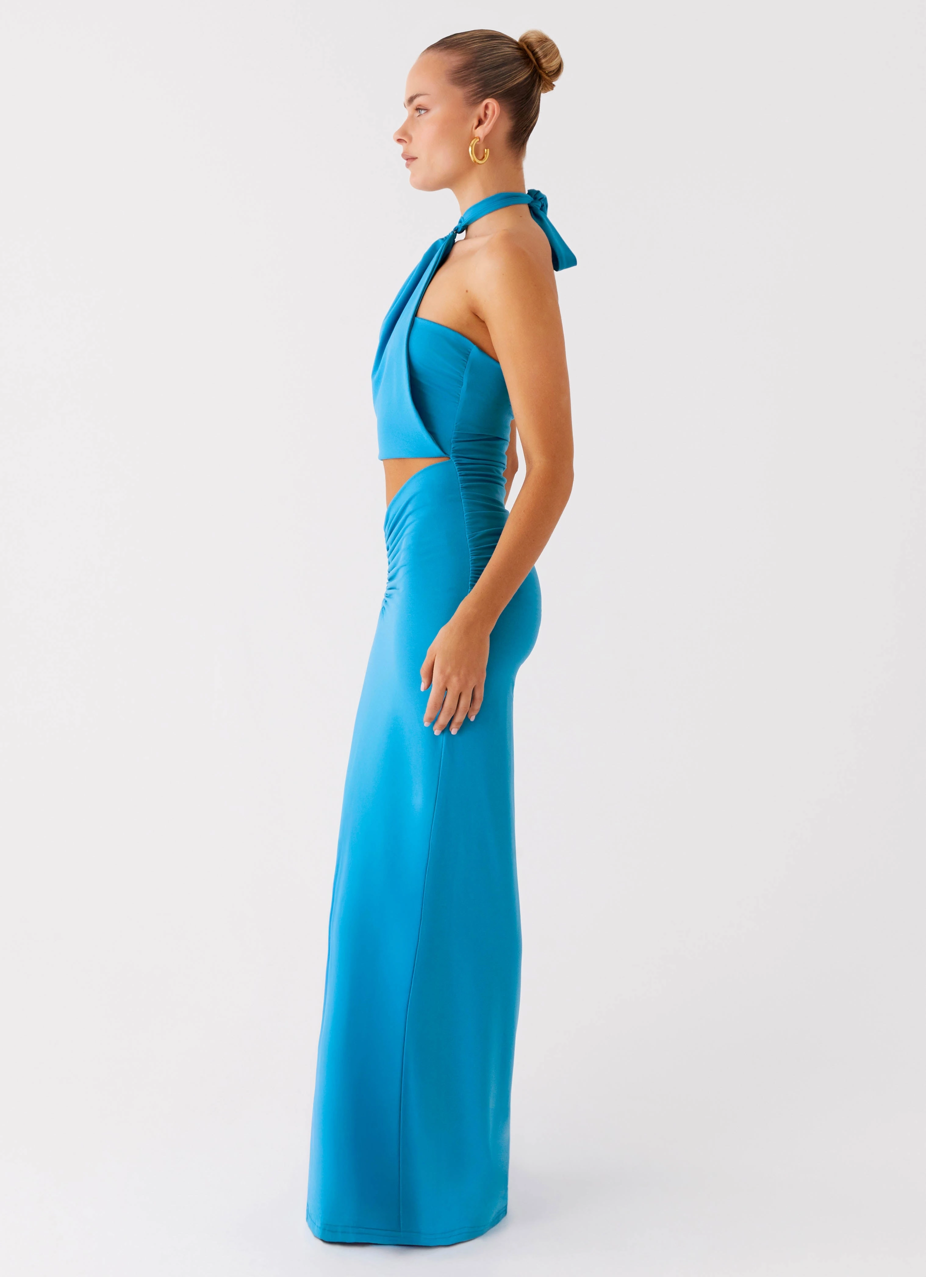 Chiquita Halter Maxi Dress - Turquoise Blue Dance-Party