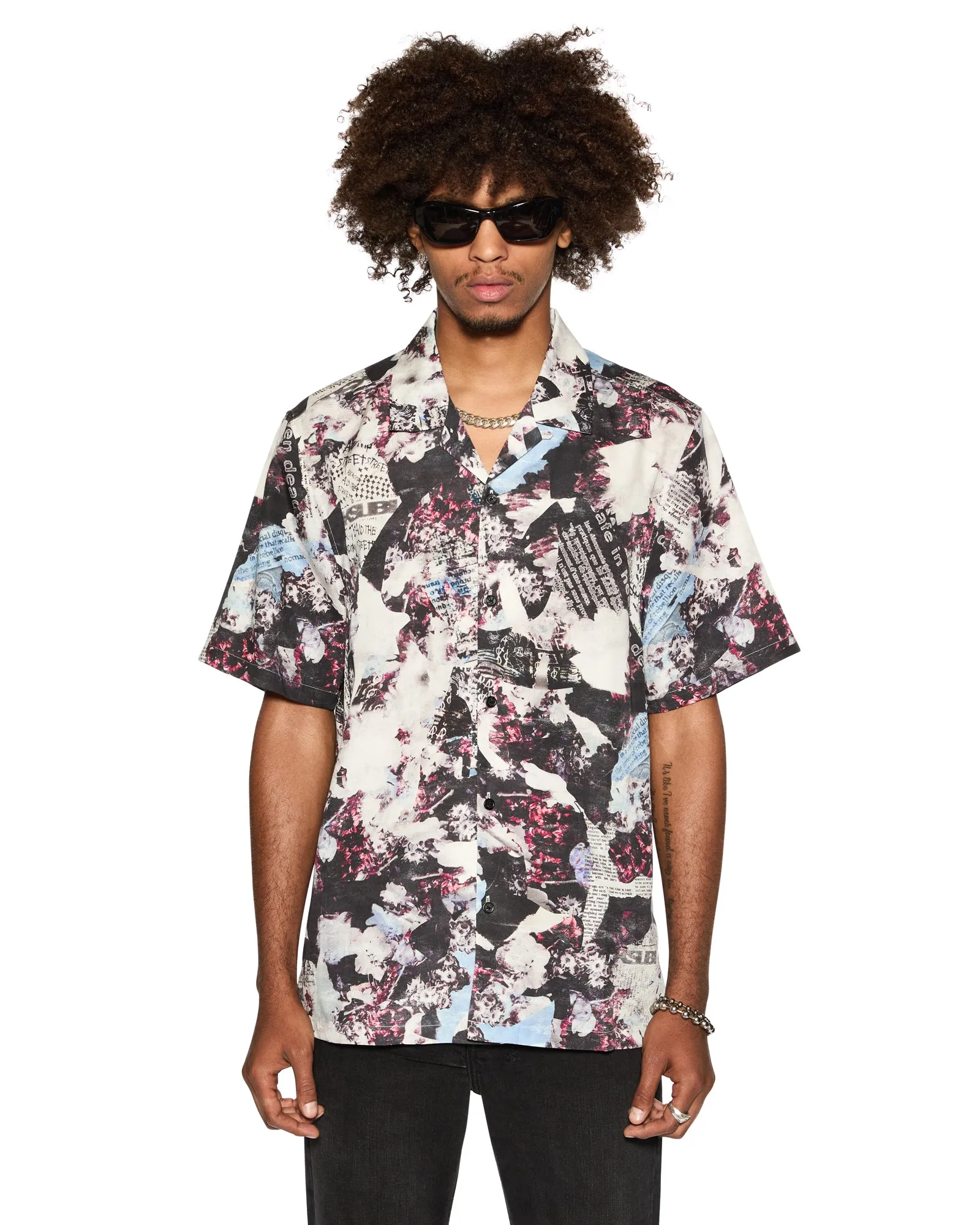 Layered Shoulder Curved Hem CHOP UP RESORT SS SHIRT MULTI QuickAccess Pocket