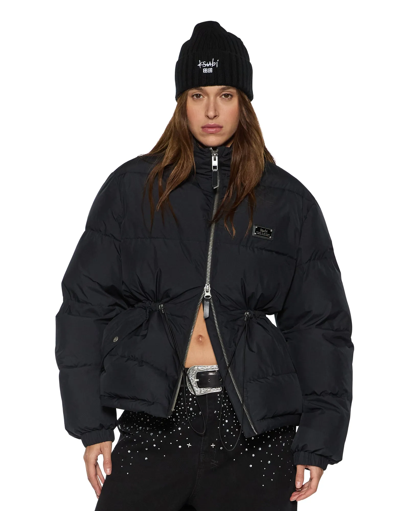 CINCHED PUFFER BLACK Breathable Mesh Panels PaddedShoulders