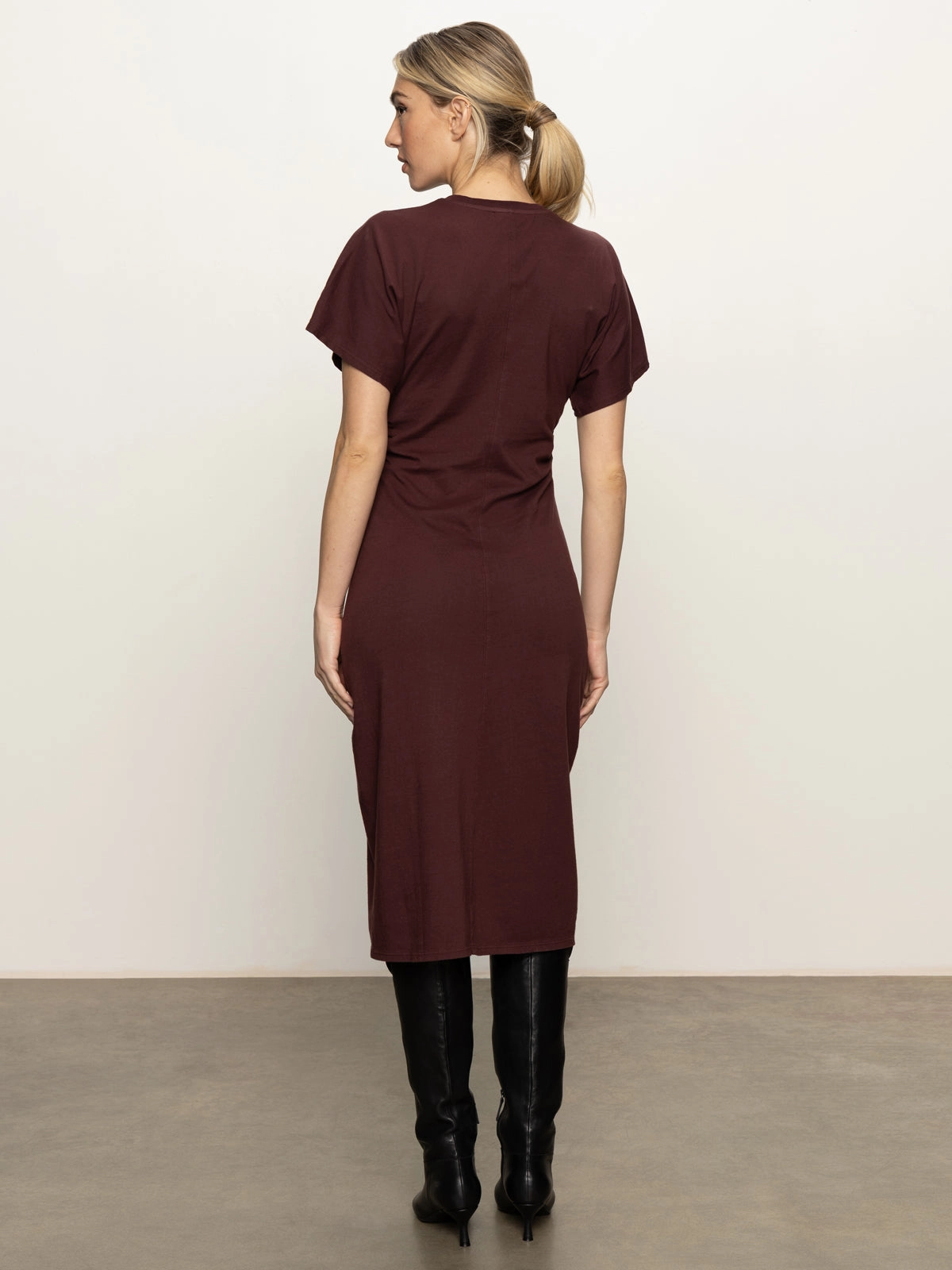 Cinched Waist T-Shirt Dress Chicory Low Profile Zipper
