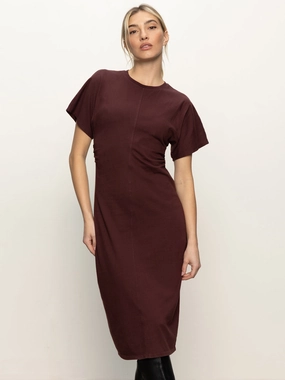 Cinched Waist T-Shirt Dress Chicory Recycled Polyester BioBased Fiber