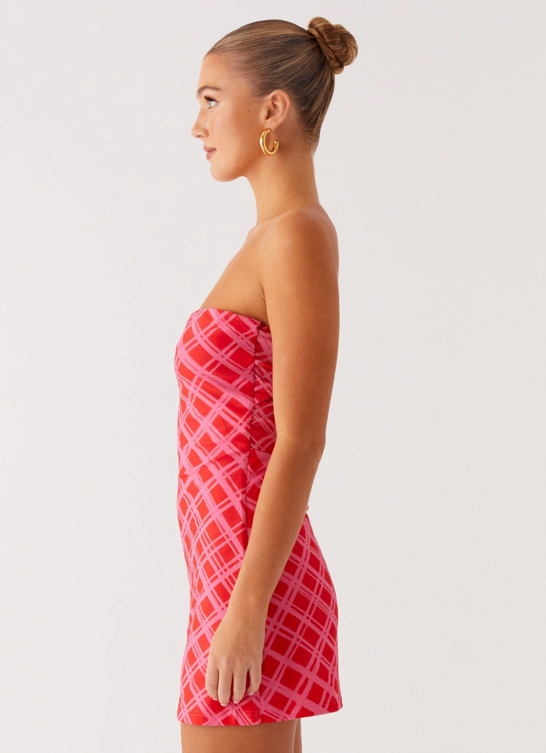 Unique Feature Hamilton Mini Dress - Pink Check