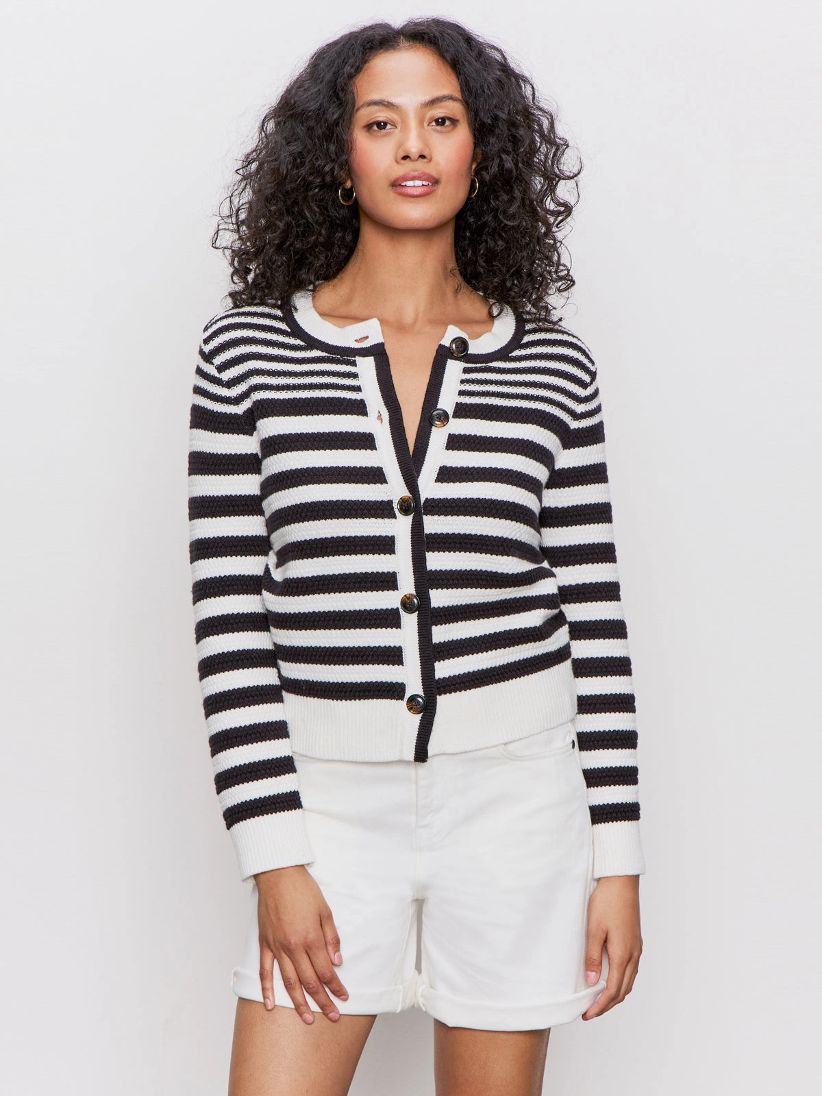 City Summer Cardi Black/ Macrame Multi Stripe Casual Tank