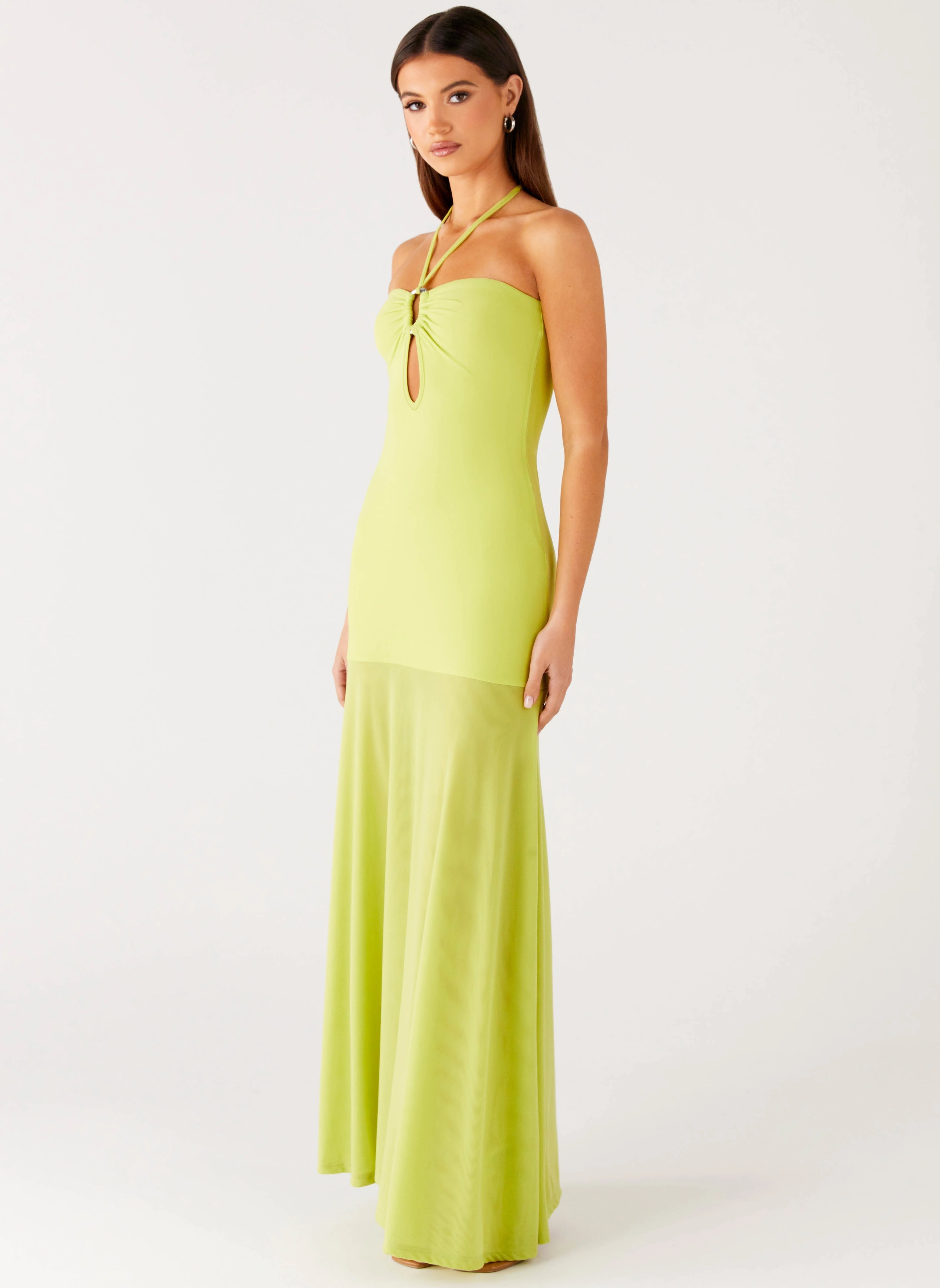 Claria Maxi Dress - Lime Matte-finish Casual Must-Have
