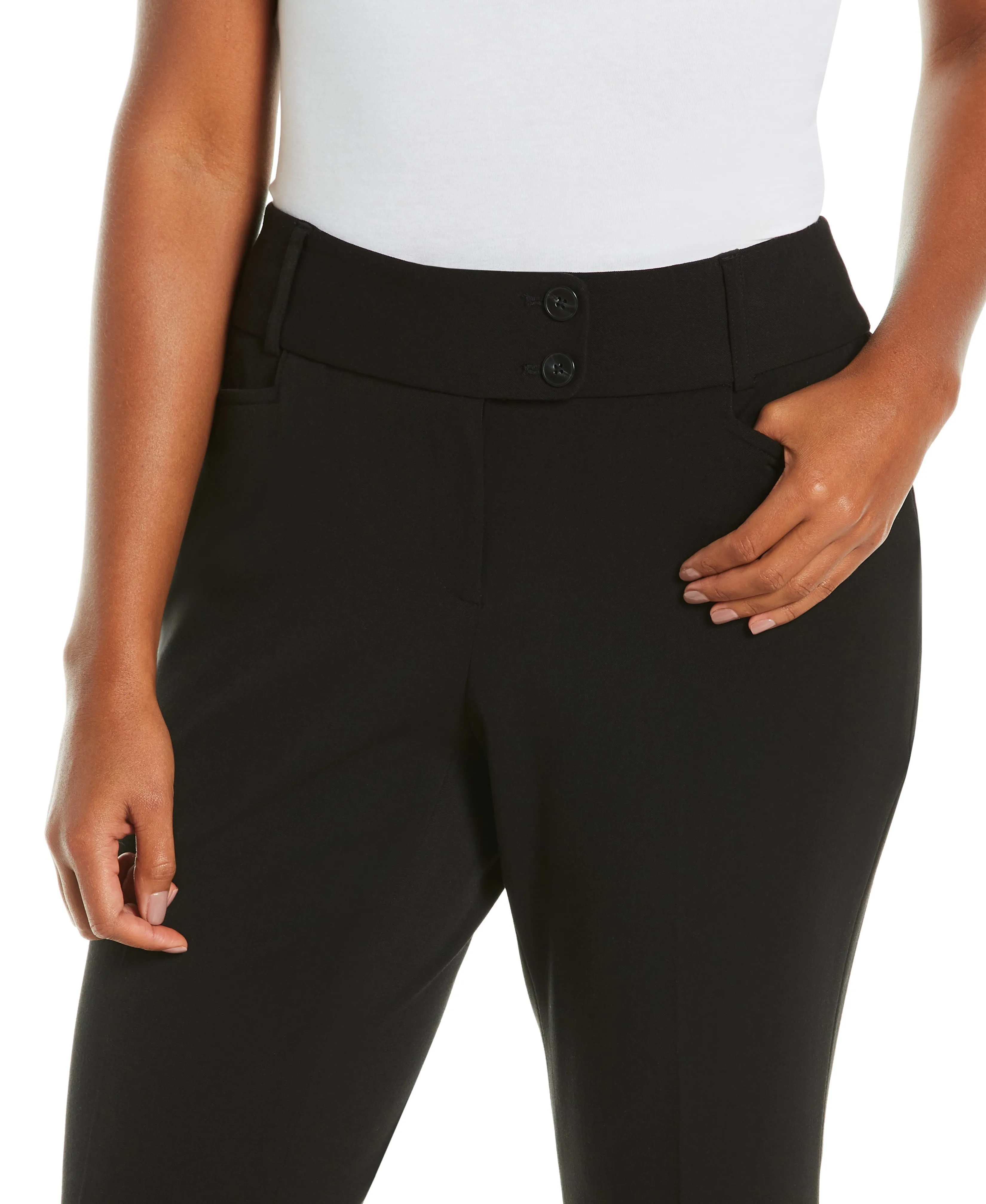 Petite Gabardine Bootcut Pant Short - Curvy Fit Flatlock Seams