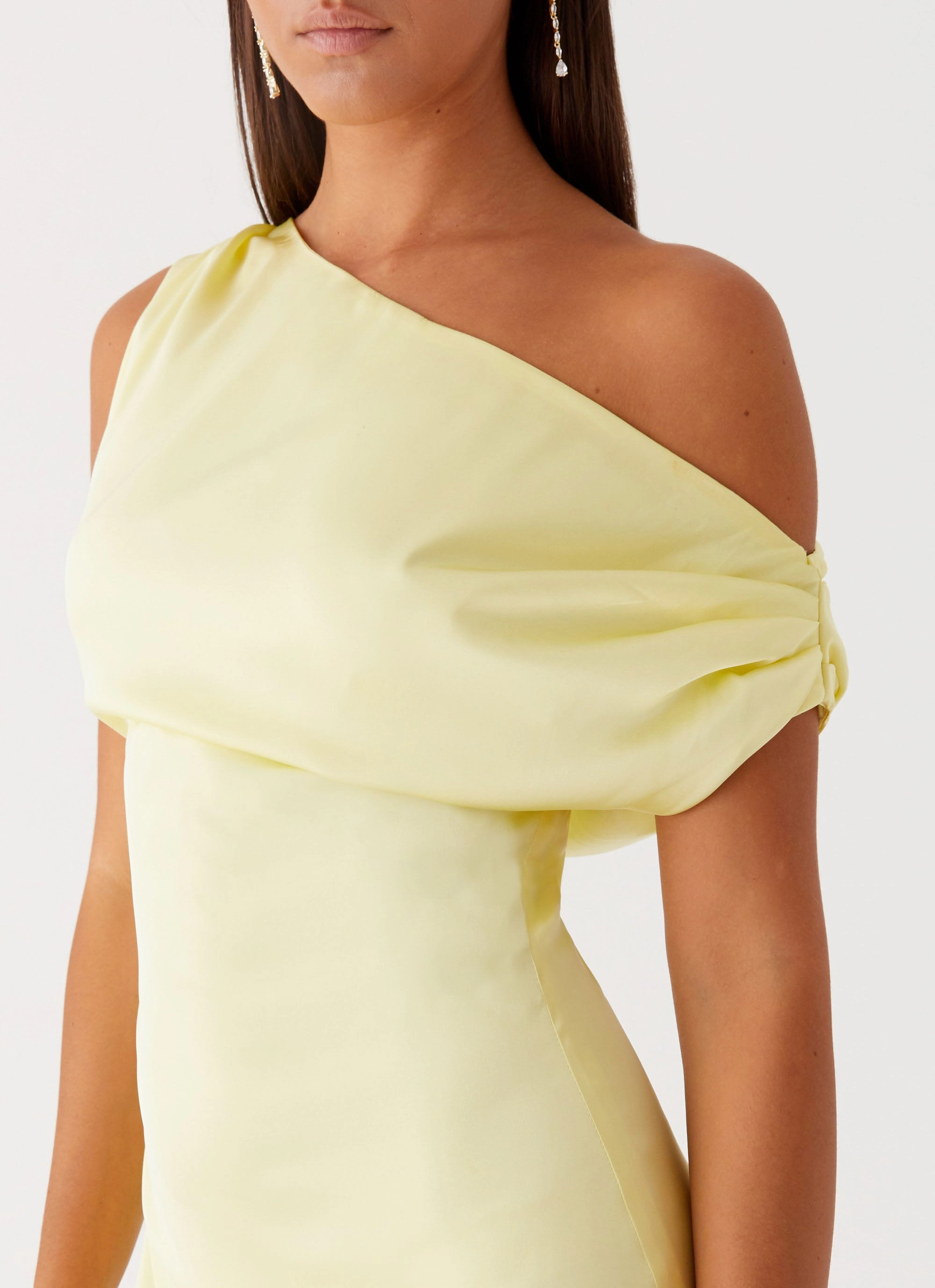 Heart Of Glass Satin Maxi Dress - Yellow Work or Play Fitted waist