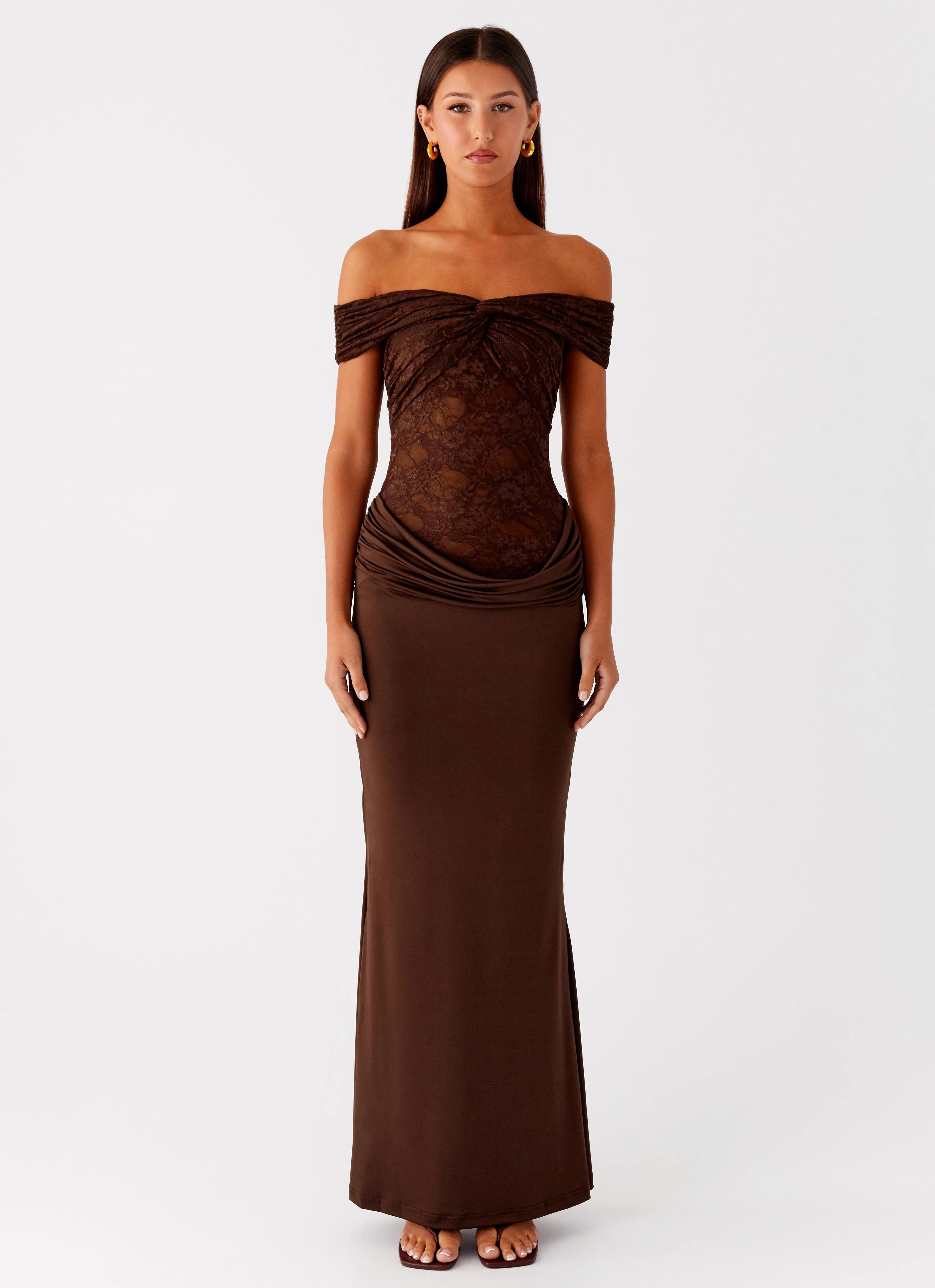 Either Way Maxi Dress - Chocolate Soft And Comfortable Festive Wear