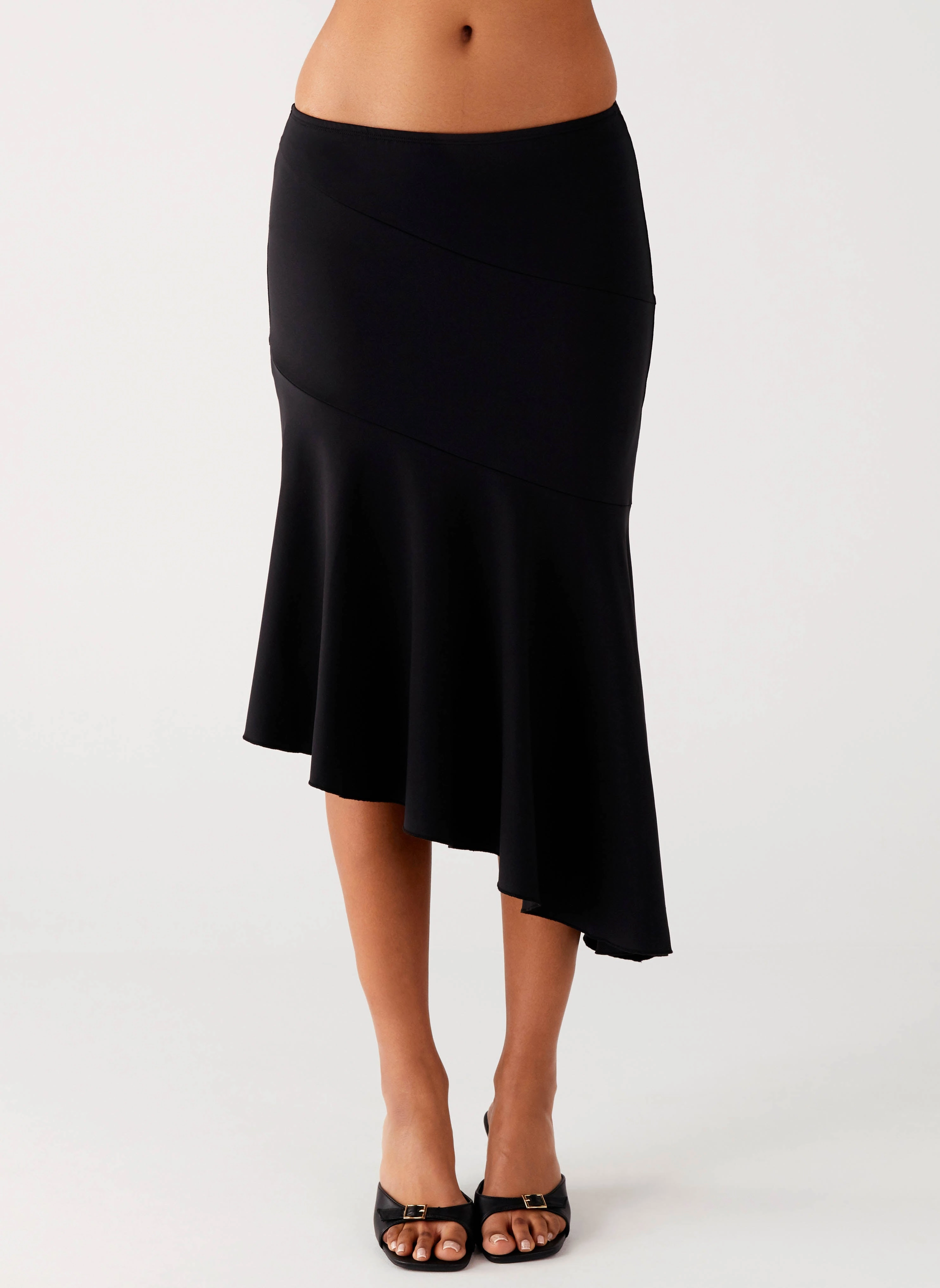 Wonderlust Midi Skirt - Black LowProfileTopstitching Outdoor Layer