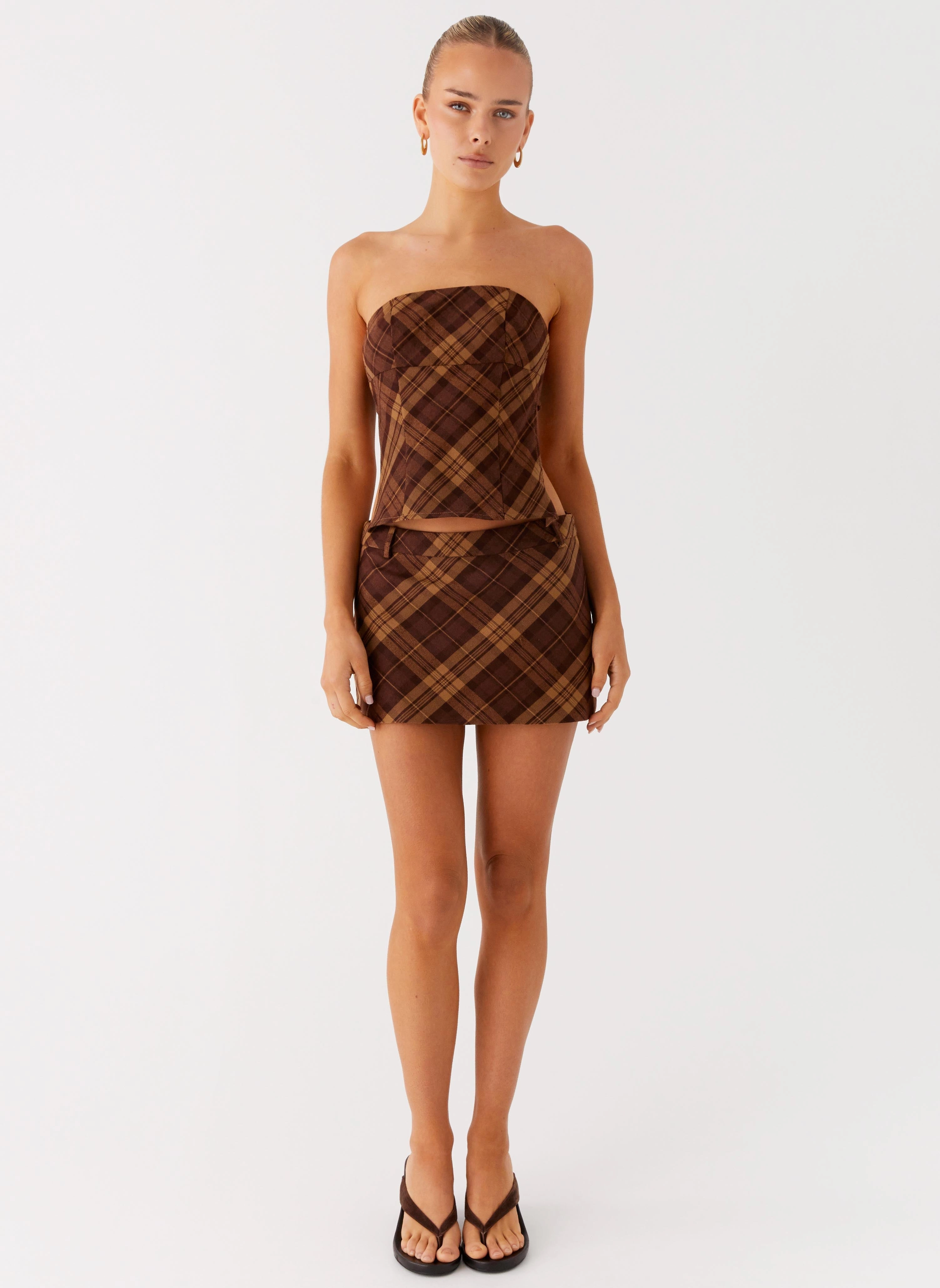 Benson Mini Skirt - Plaid Delicate Texture