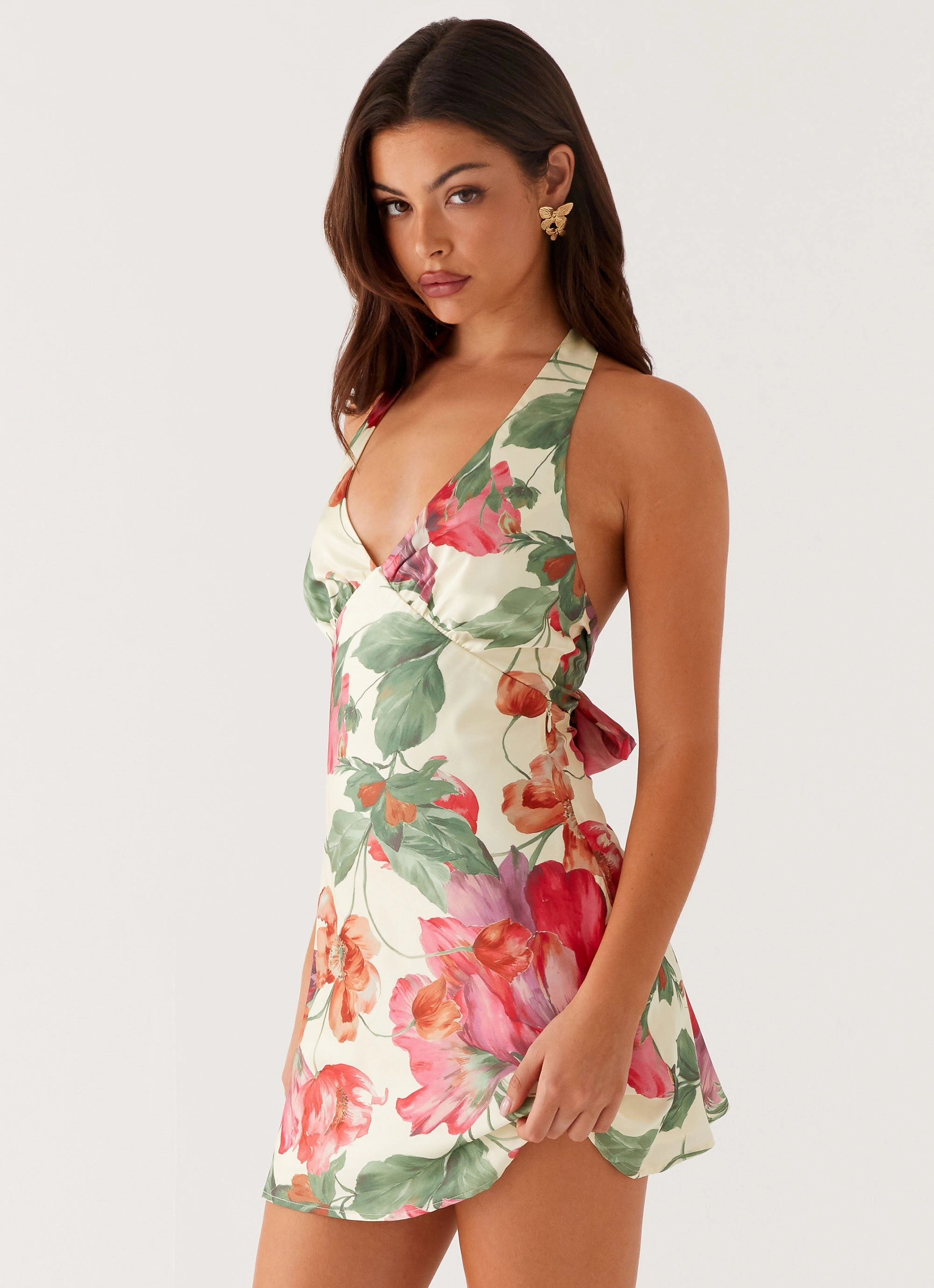 Heavy Hearted Mini Dress - Yellow Floral Sophisticated Casual Teen Fashion