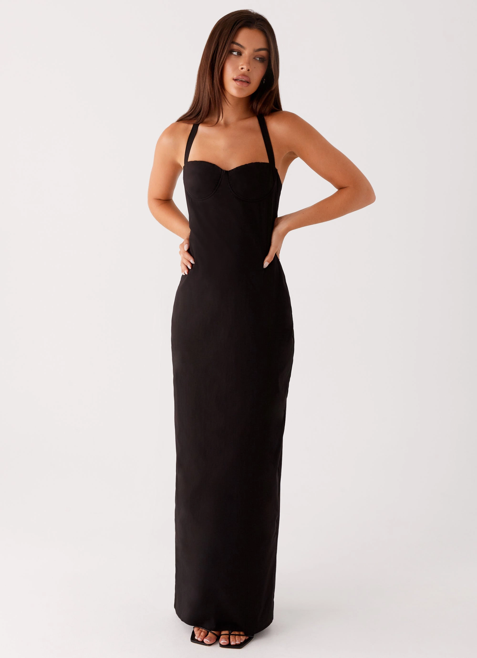 Work Friendly Light Wrap Cheryl Maxi Dress - Black