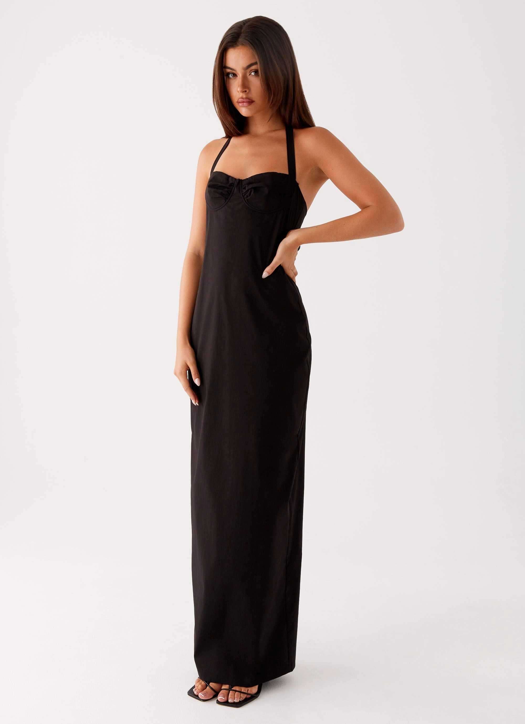 Cheryl Maxi Dress - Black Smart Edge Bodycon Fit