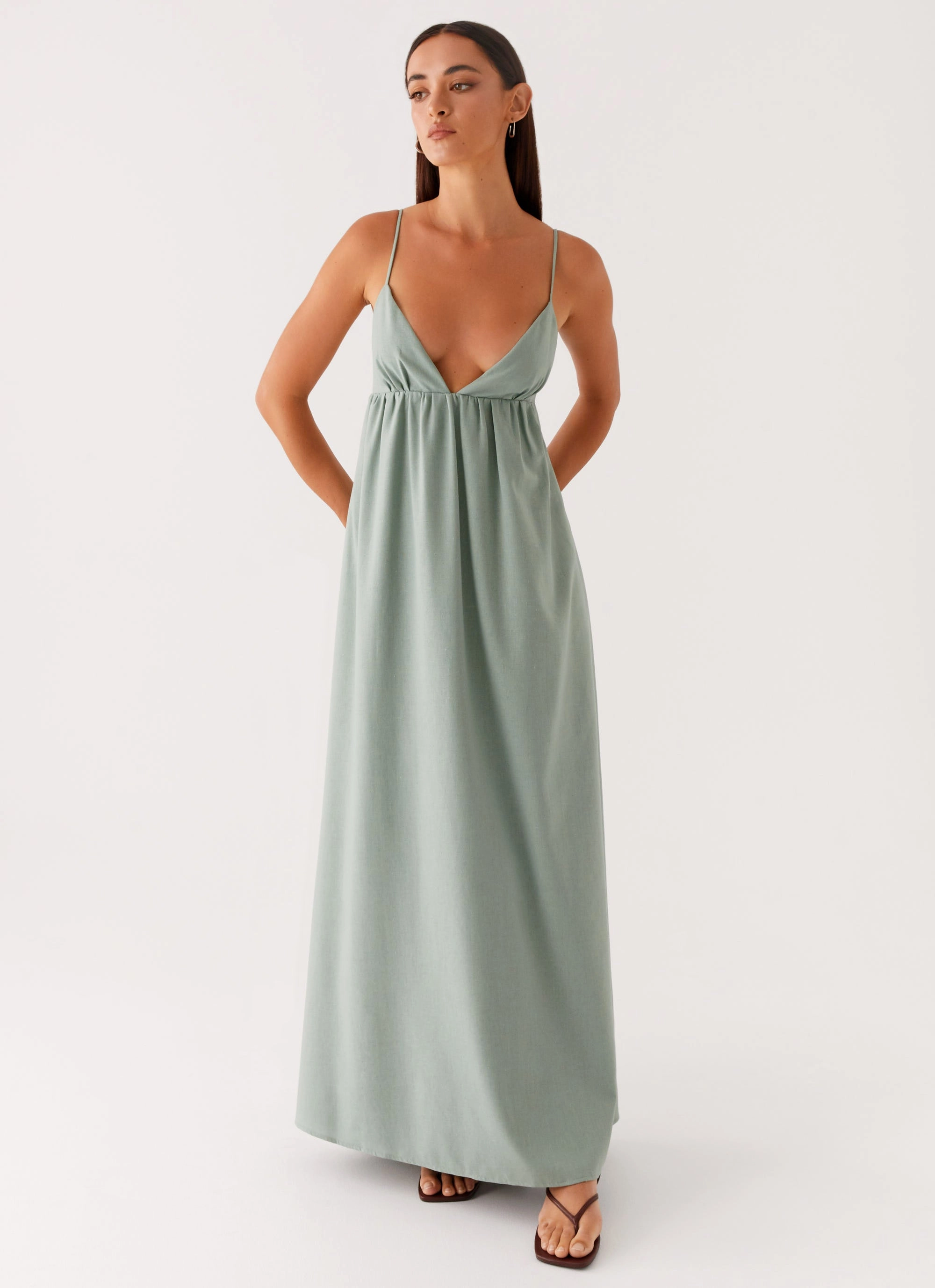 Low-Waist Timeless Layering Greer Maxi Dress - Sage