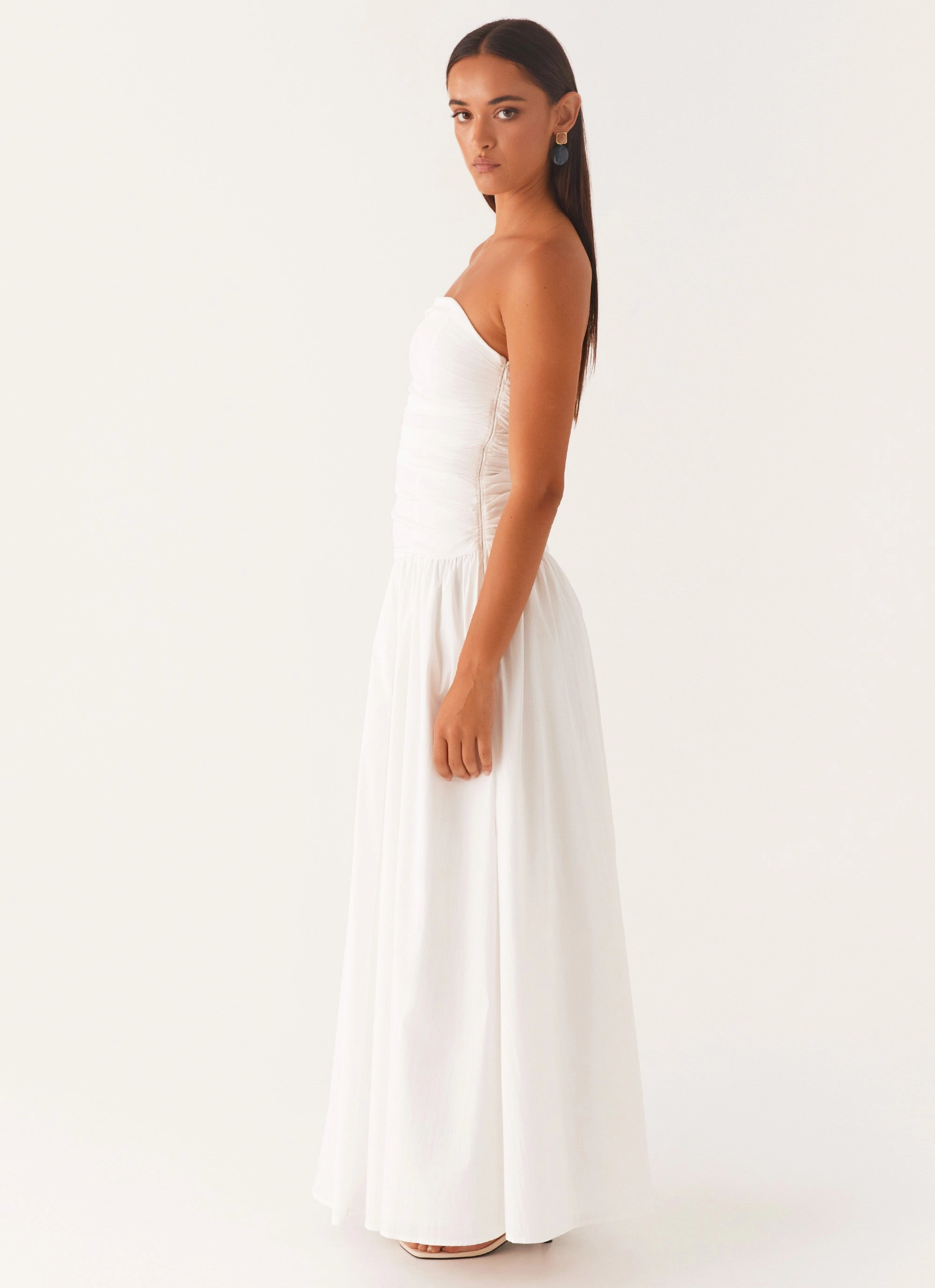 Carmel Maxi Dress - White Garden-Party Stream Cut