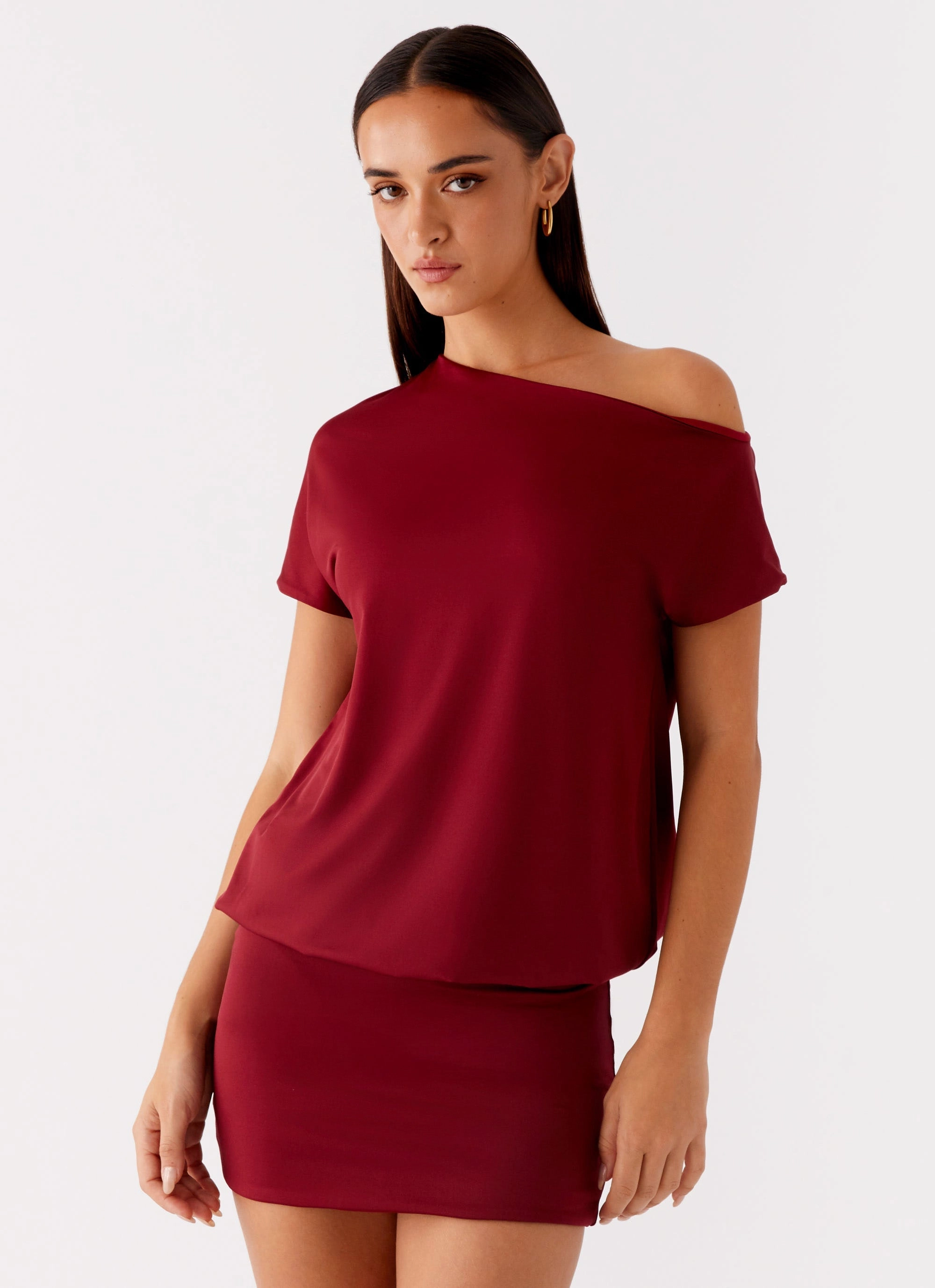 Cozy Movement Non Slip Waist Paulie Mini Dress - Maroon