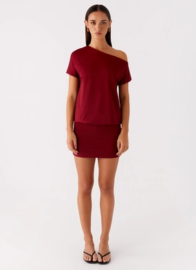 Flowing Layers Paulie Mini Dress - Maroon