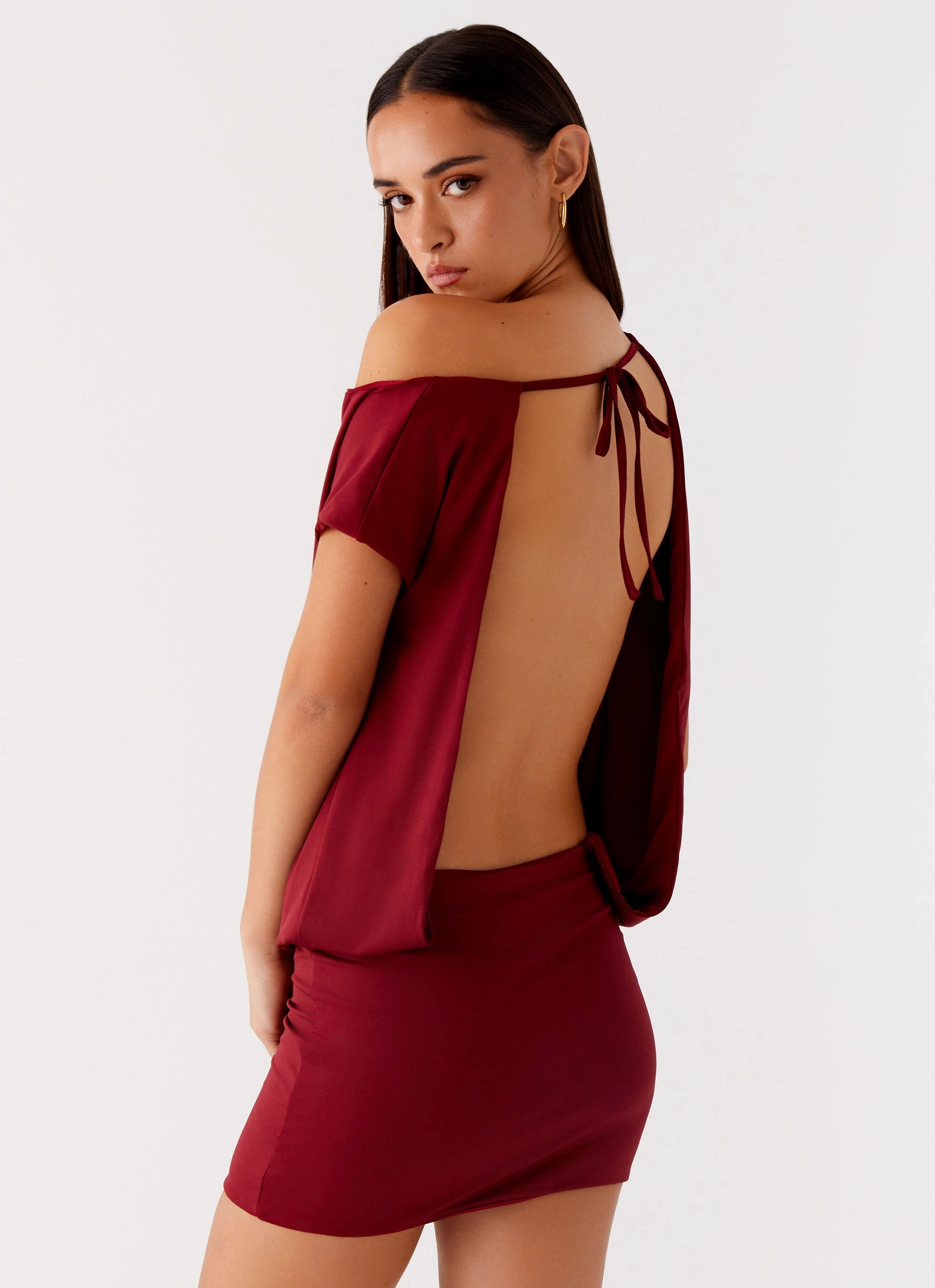 Paulie Mini Dress - Maroon Soft Fabric