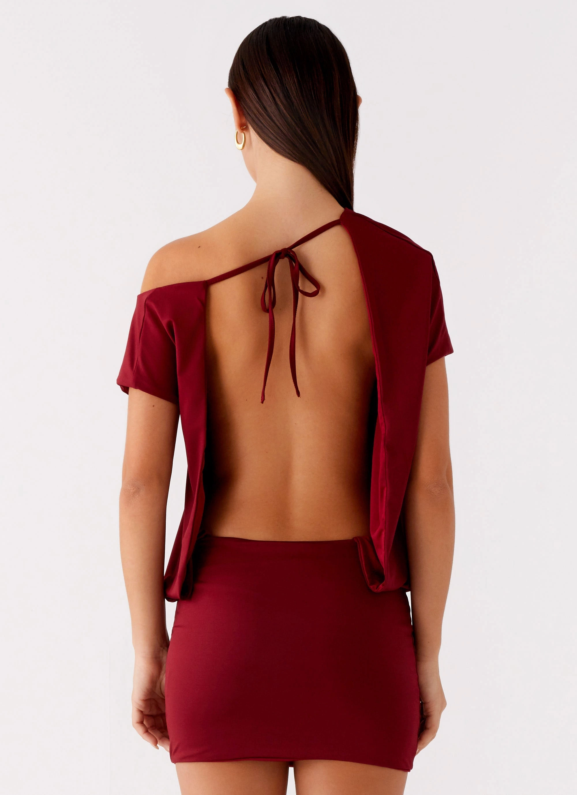 Paulie Mini Dress - Maroon Daytime Look