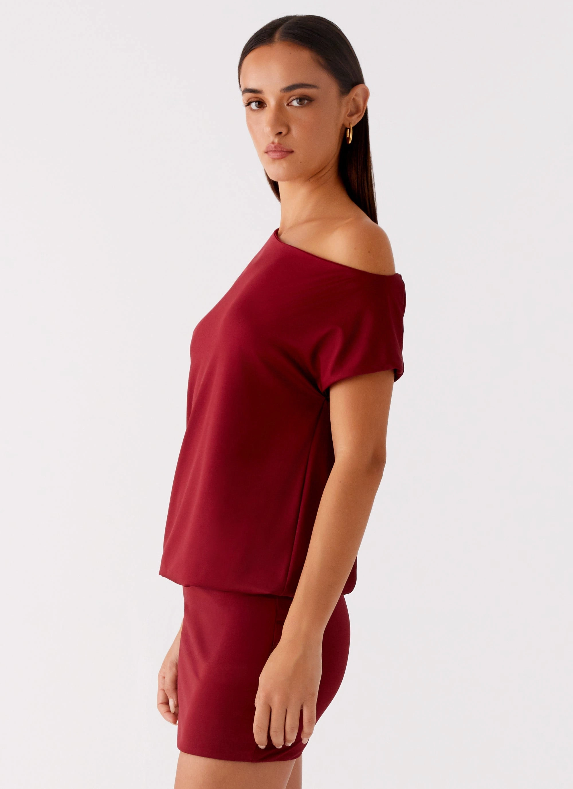 Paulie Mini Dress - Maroon Polished Style