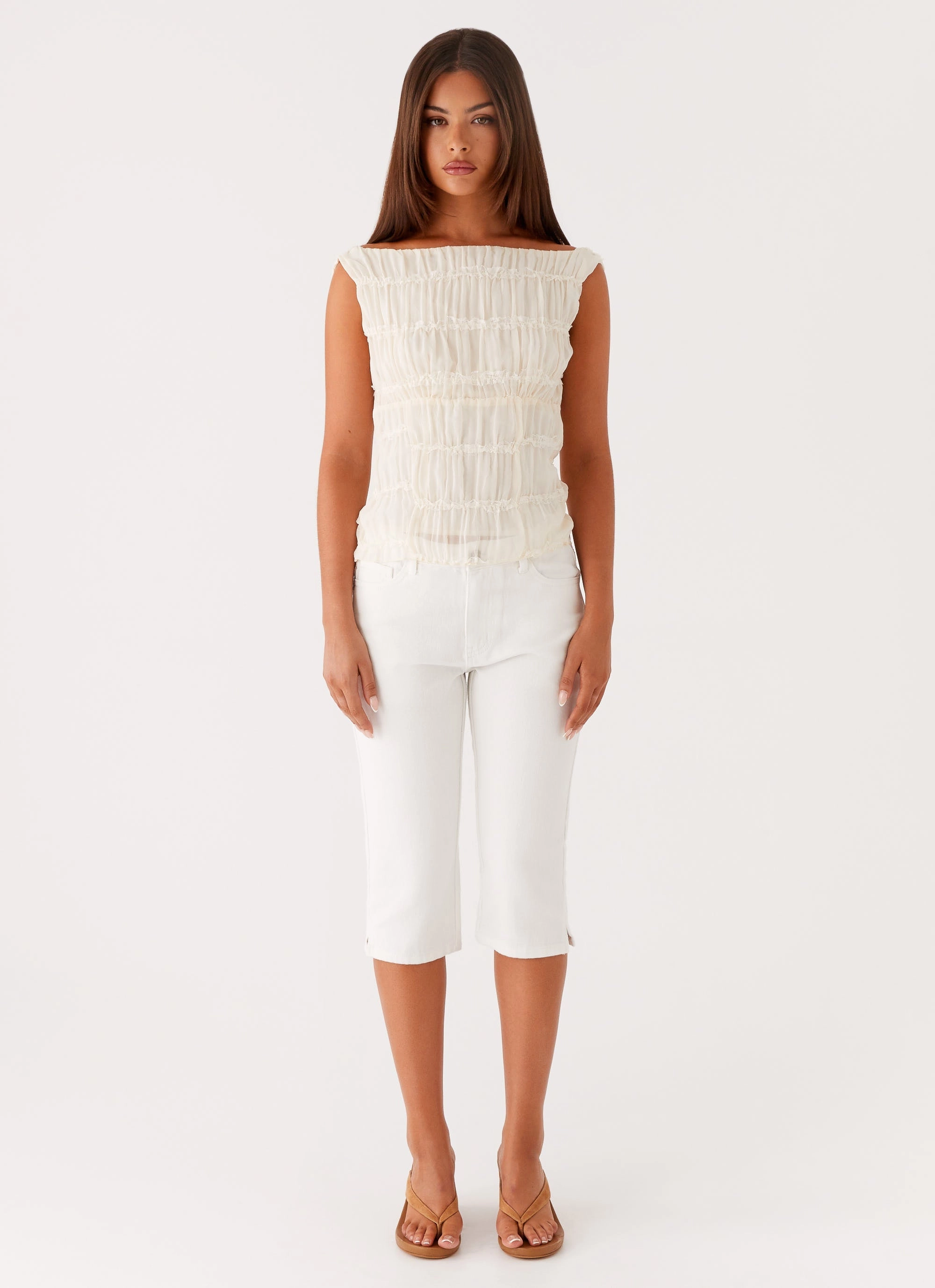 Rocco Denim Capri Pants - Off White Move Easy