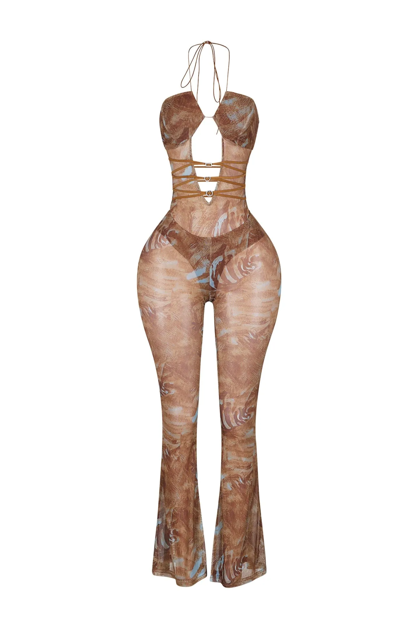 Comfortable Fashion Uncover The Sparkle Mesh Jumpsuit