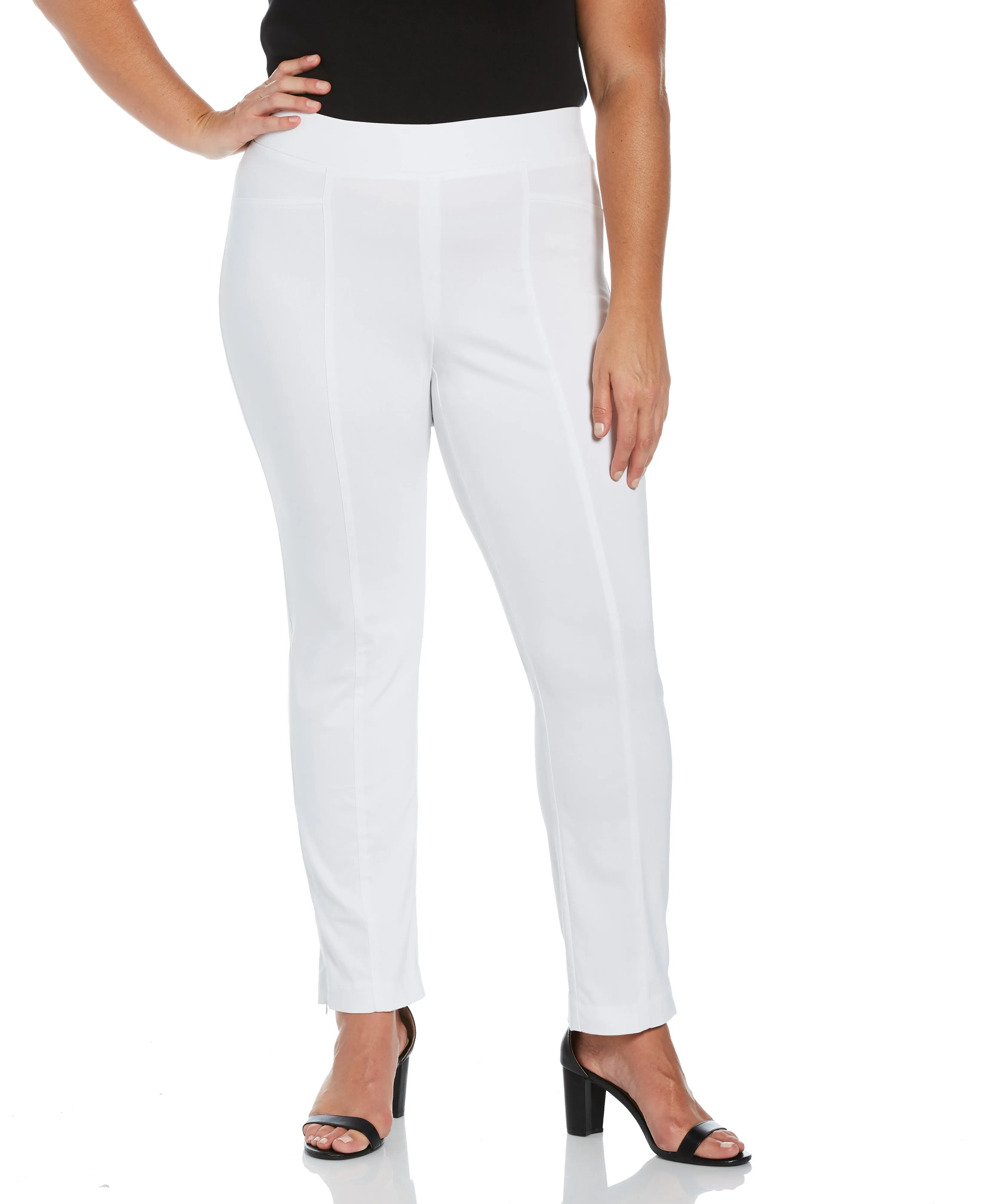 Plus Size Stretch Slim Leg Front Seam Pant - Comfort Fit Snag Free Fabric DoubleLayeredFabric