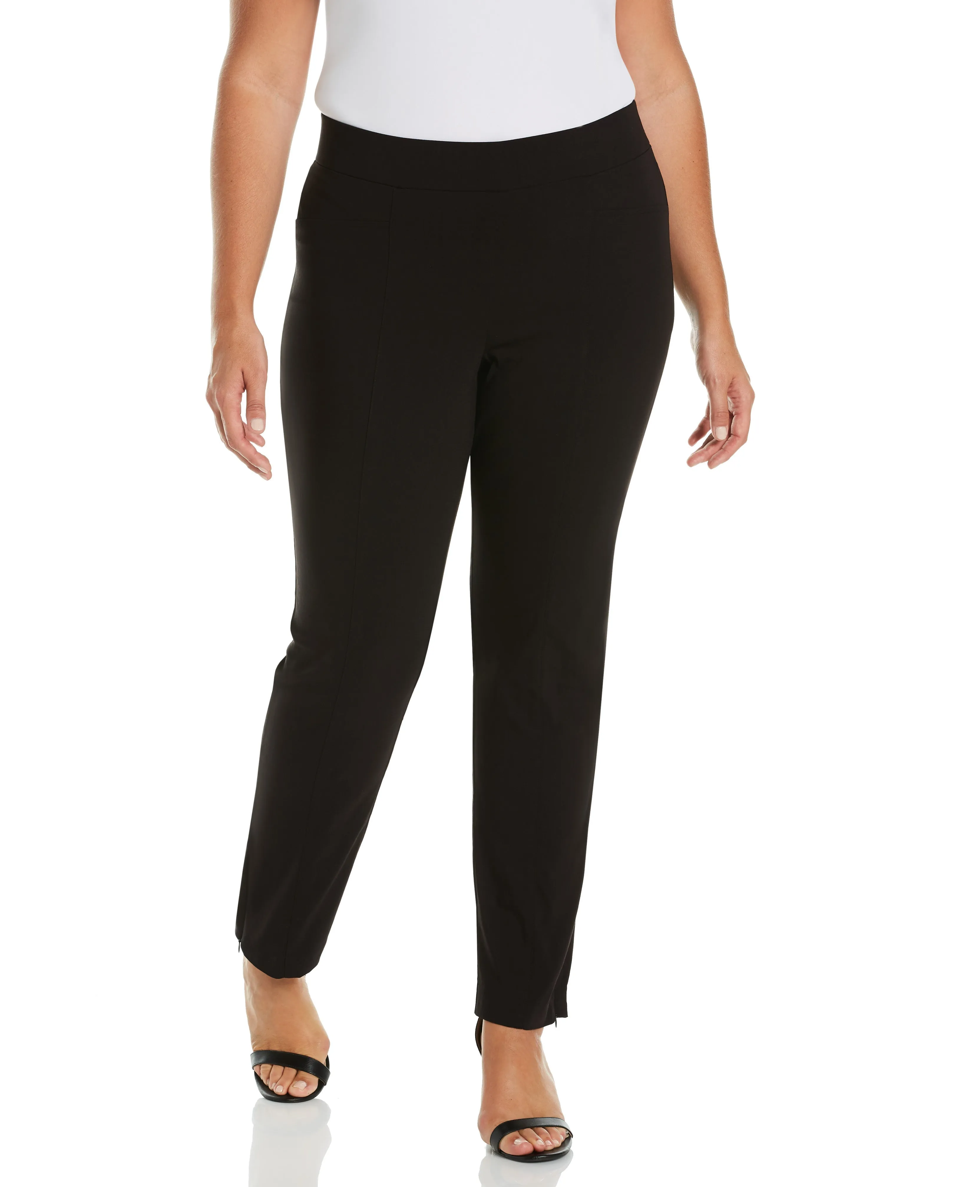 Plus Size Stretch Slim Leg Front Seam Pant - Comfort Fit Functional Look Stretchable Design