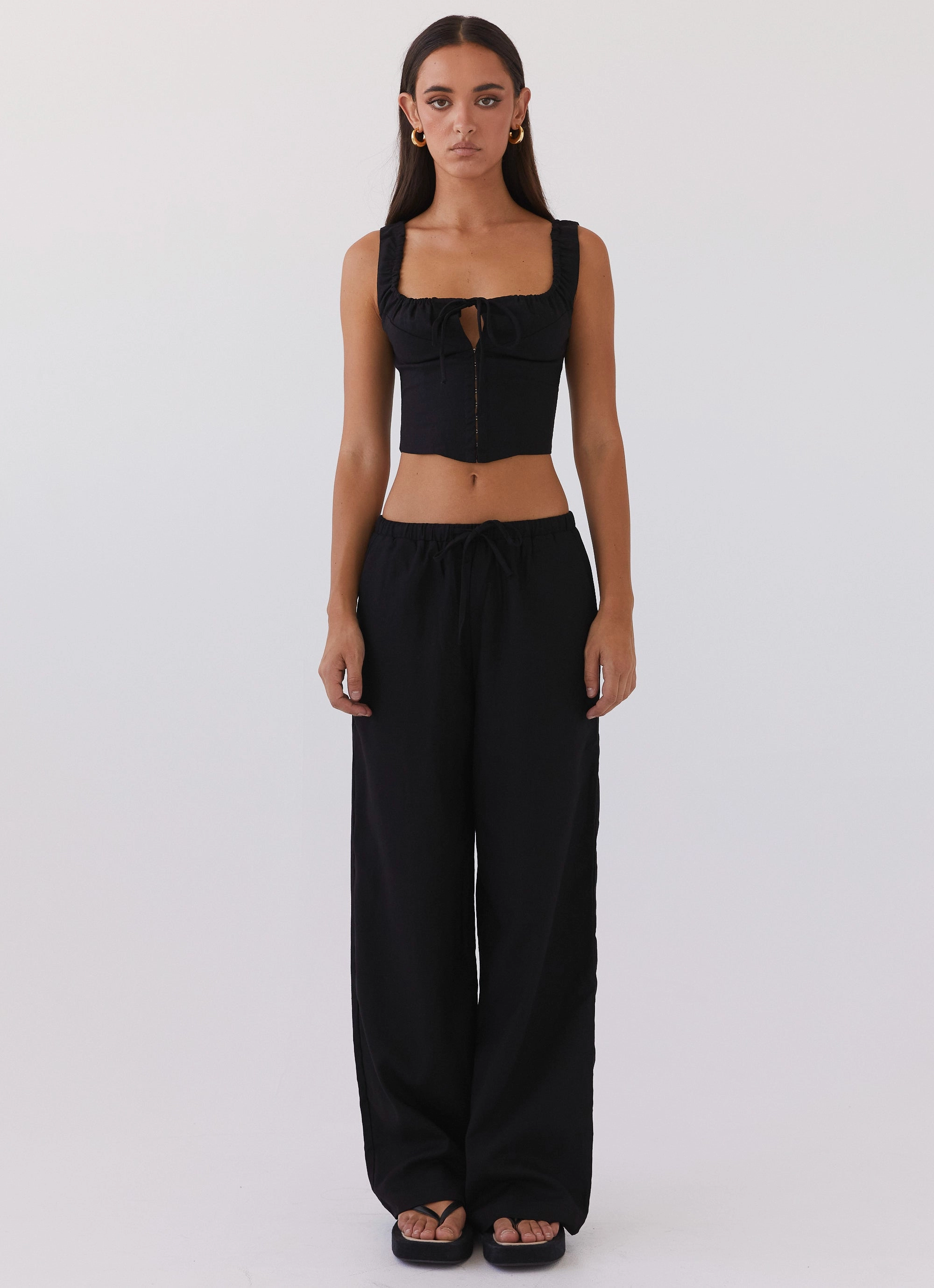 Fresh Face Linen Pants - Black Quick-Dry Material
