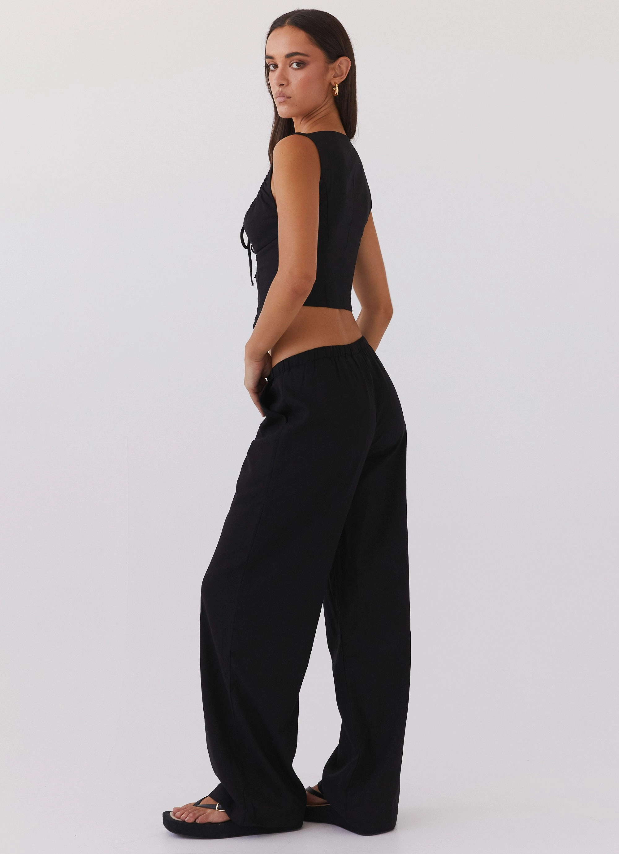 Fresh Face Linen Pants - Black All Day Comfort