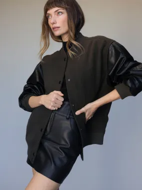 Club Varsity Jacket Midnight Olive Elegant Cardigan Eco friendly materials