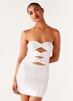 Soft Lines Wrinkle-Free-Finish Clyra Sequin Mini Dress - Ivory