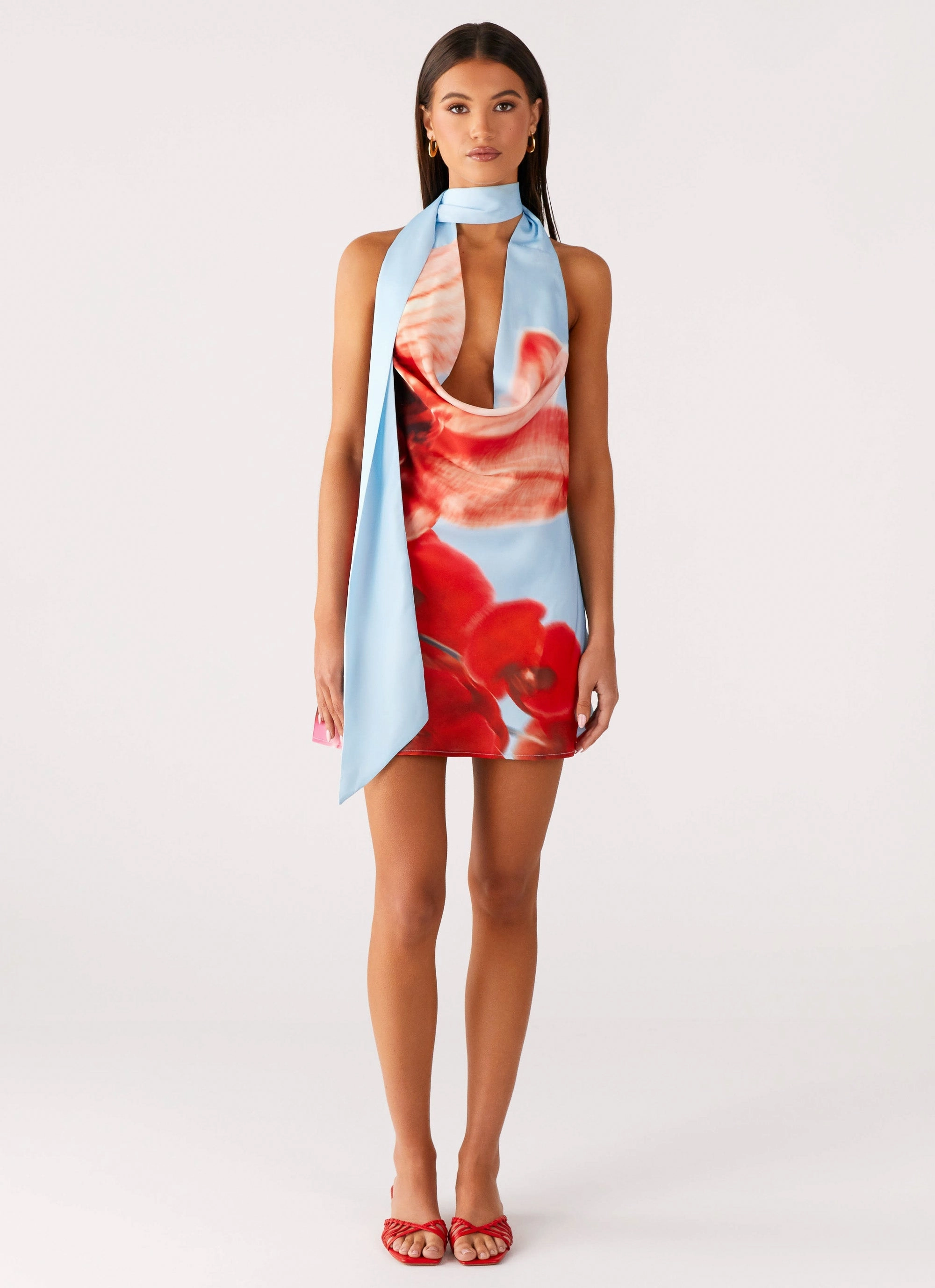 Heidi Mini Dress - Turquoise Bloom City Essential Perfectly Crafted
