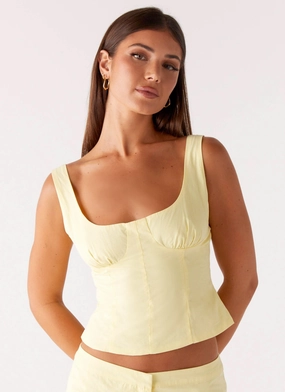 Coastline Bustier Top - Yellow Zero Waste Cut Pattern Sustainable Production Methods