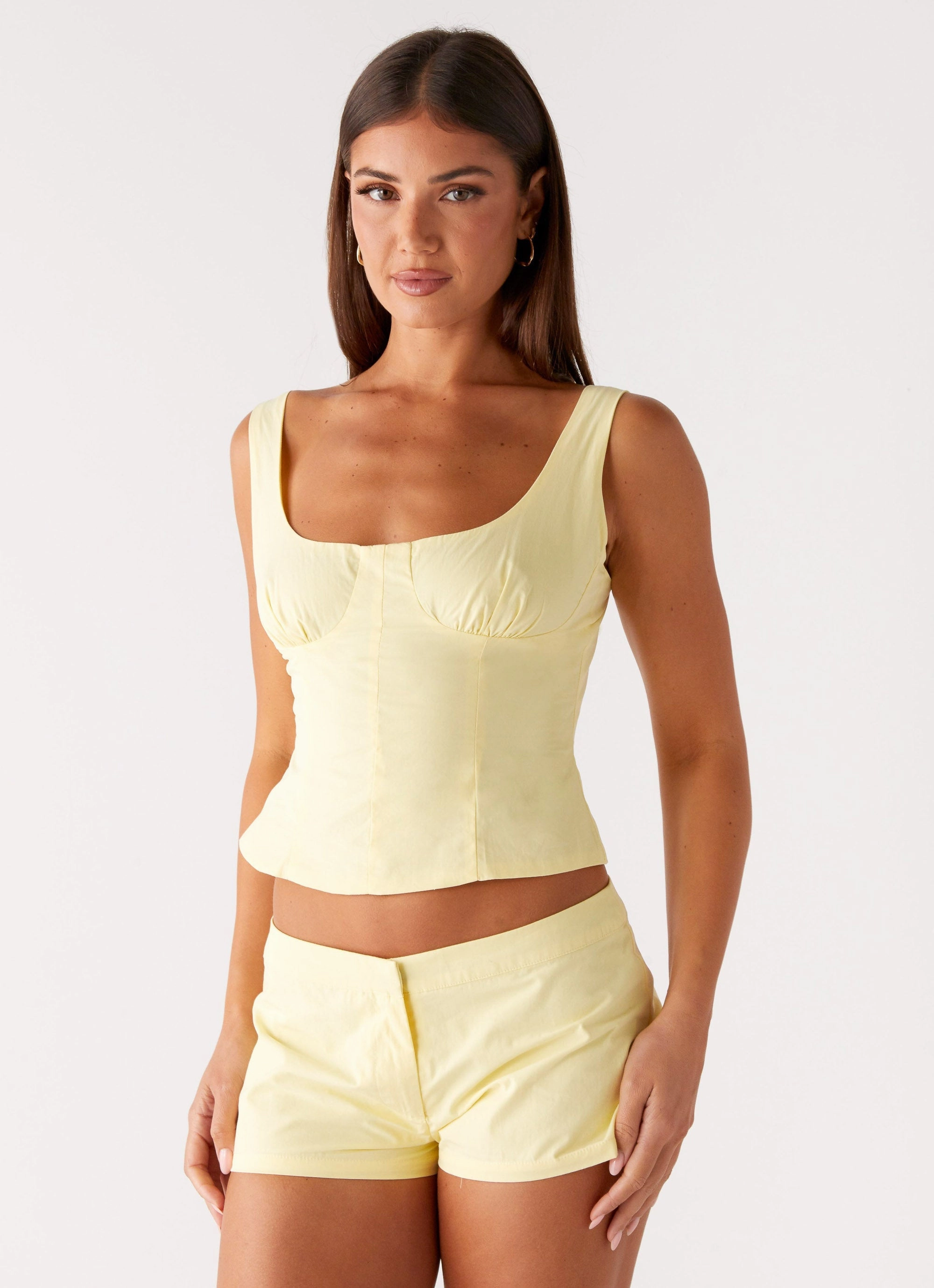 Coastline Bustier Top - Yellow WrinkleFree Fabric