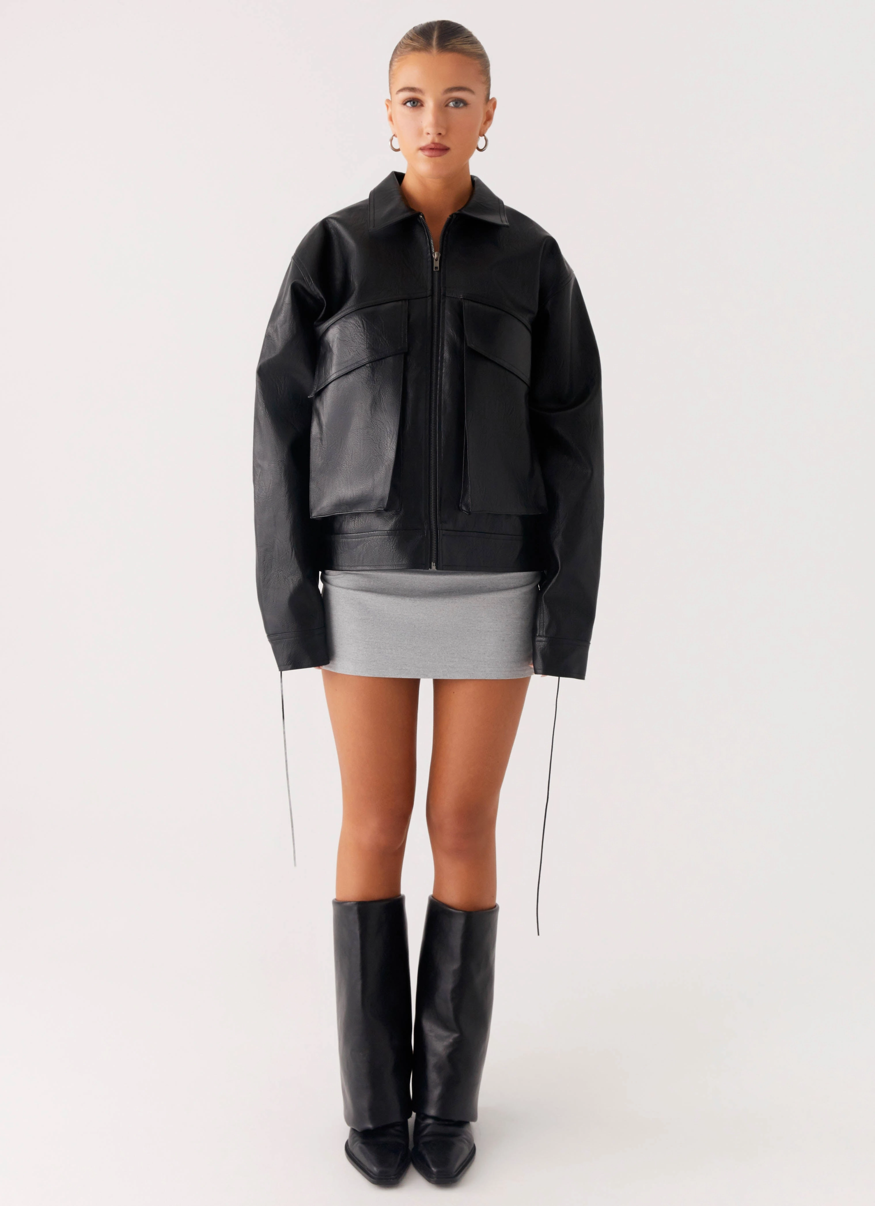 Lula Tassle Faux Leather Bomber Jacket - Black suitable for anniversaries