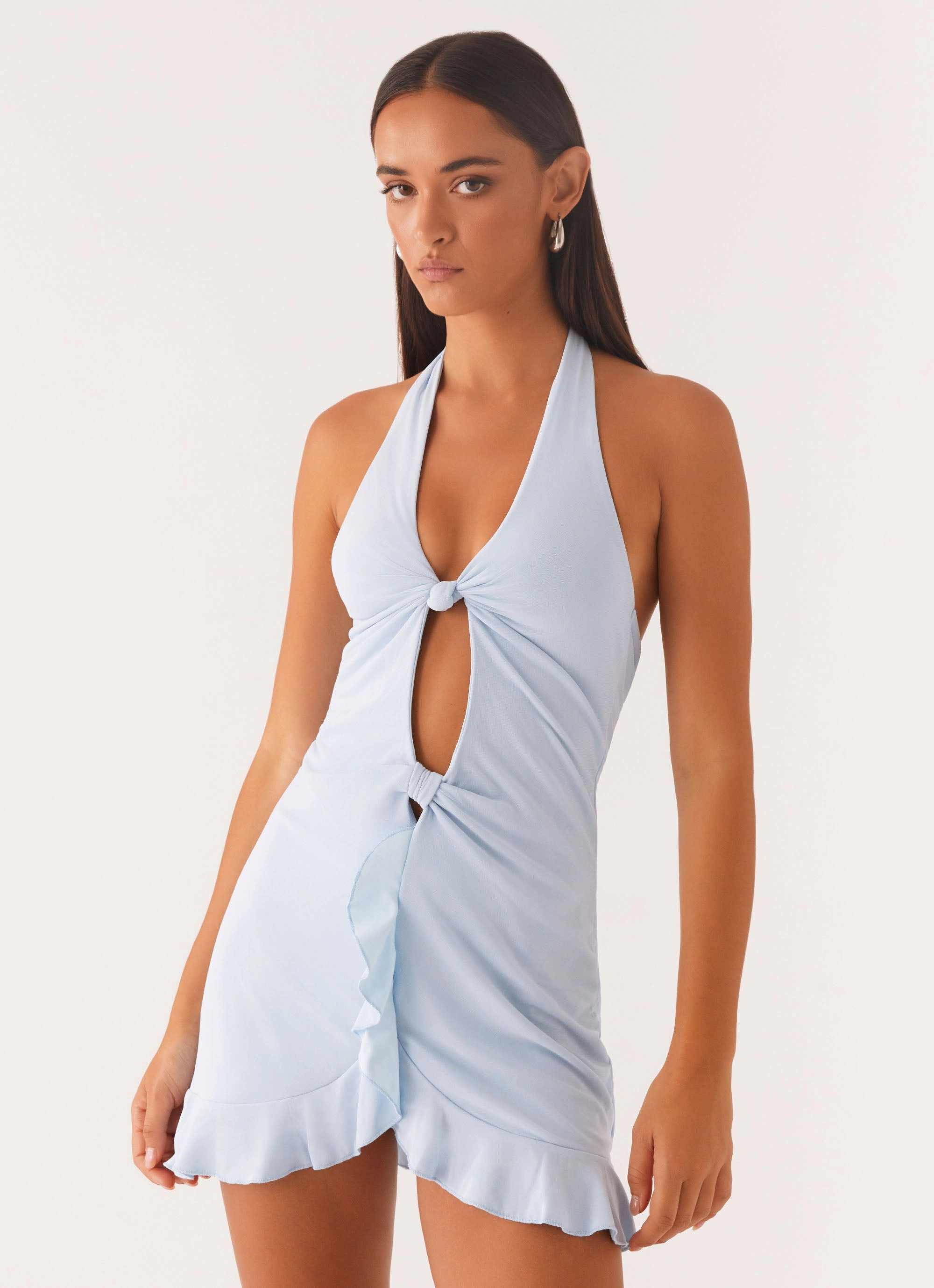 Colette Mini Dress - Pastel Blue Smooth Feel