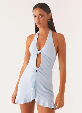 Colette Mini Dress - Pastel Blue Smooth Feel