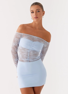 Collide Lace Mini Dress - Blue Shape Retention Trendy And Comfortable